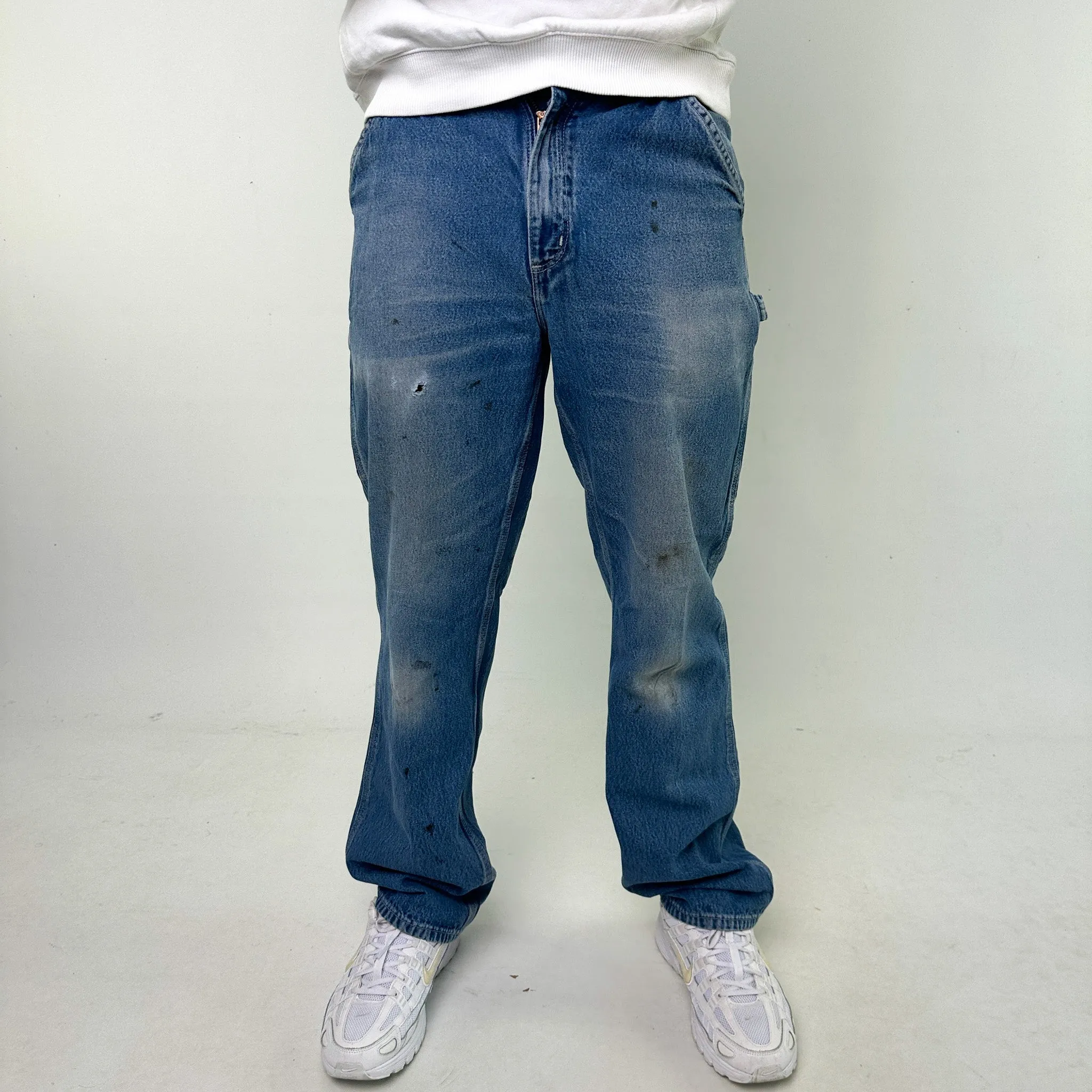 Light Blue Denim 90s Carhartt Cargo Skater Trousers Pants Jeans (32x34)