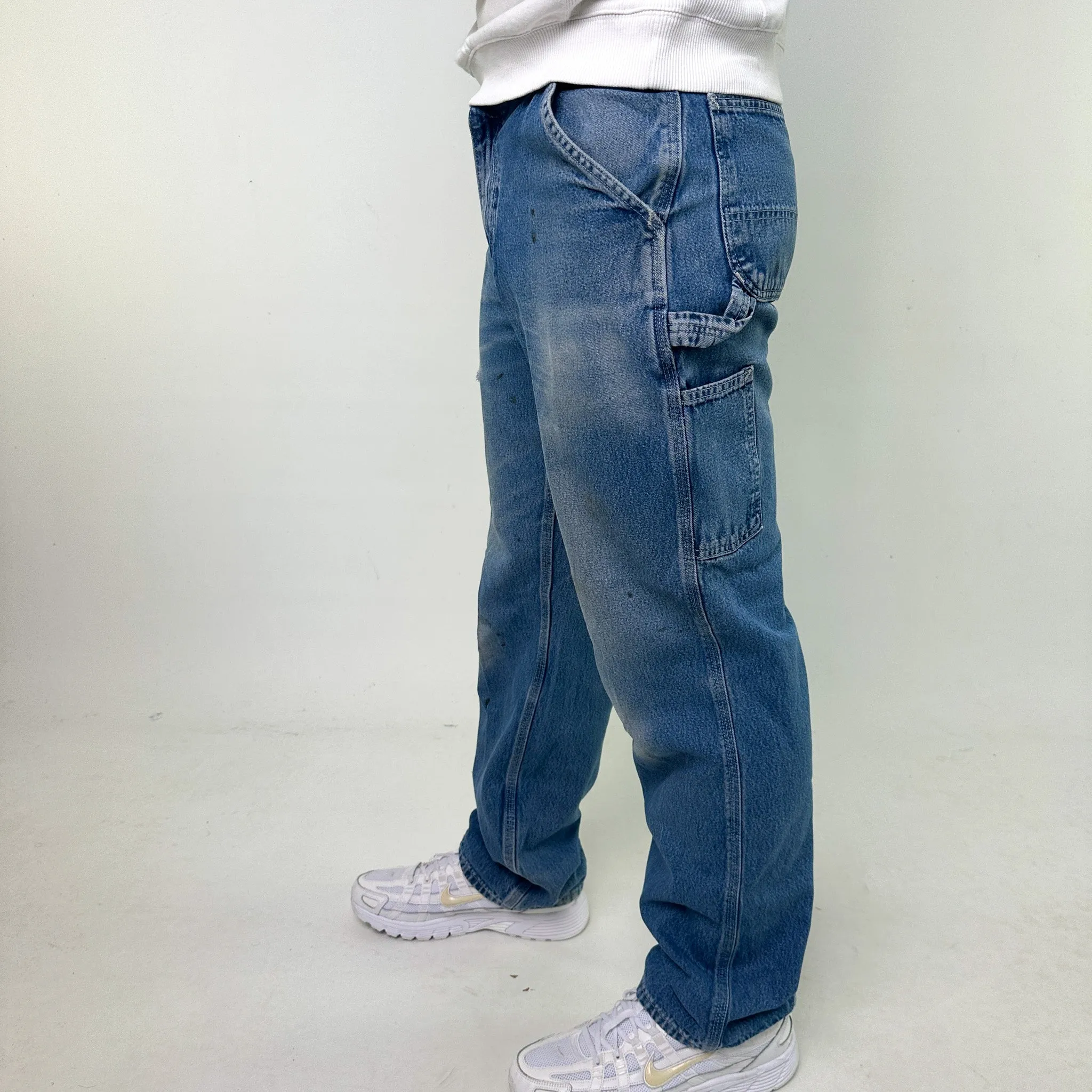 Light Blue Denim 90s Carhartt Cargo Skater Trousers Pants Jeans (32x34)