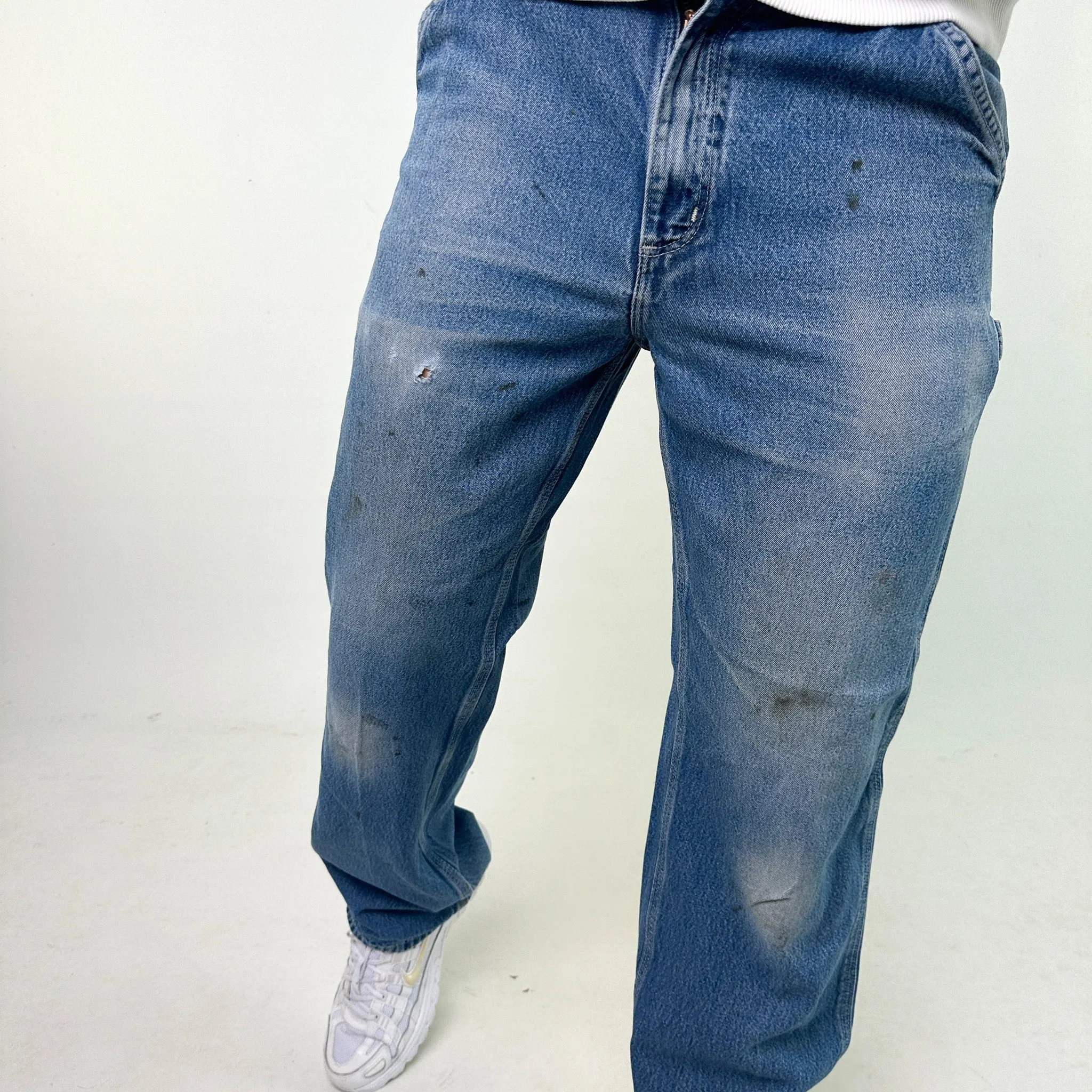 Light Blue Denim 90s Carhartt Cargo Skater Trousers Pants Jeans (32x34)