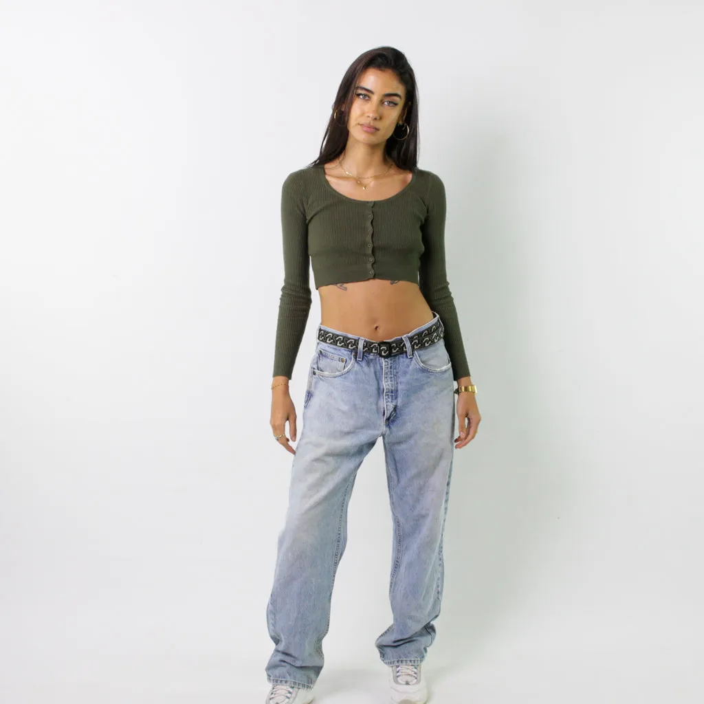 Light Blue Denim 90s Carhartt Cargo Skater Trousers Pants Jeans (33x30)