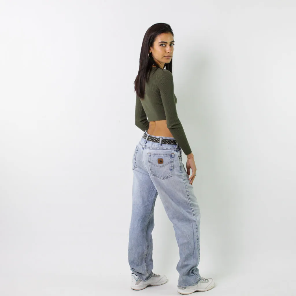 Light Blue Denim 90s Carhartt Cargo Skater Trousers Pants Jeans (33x30)