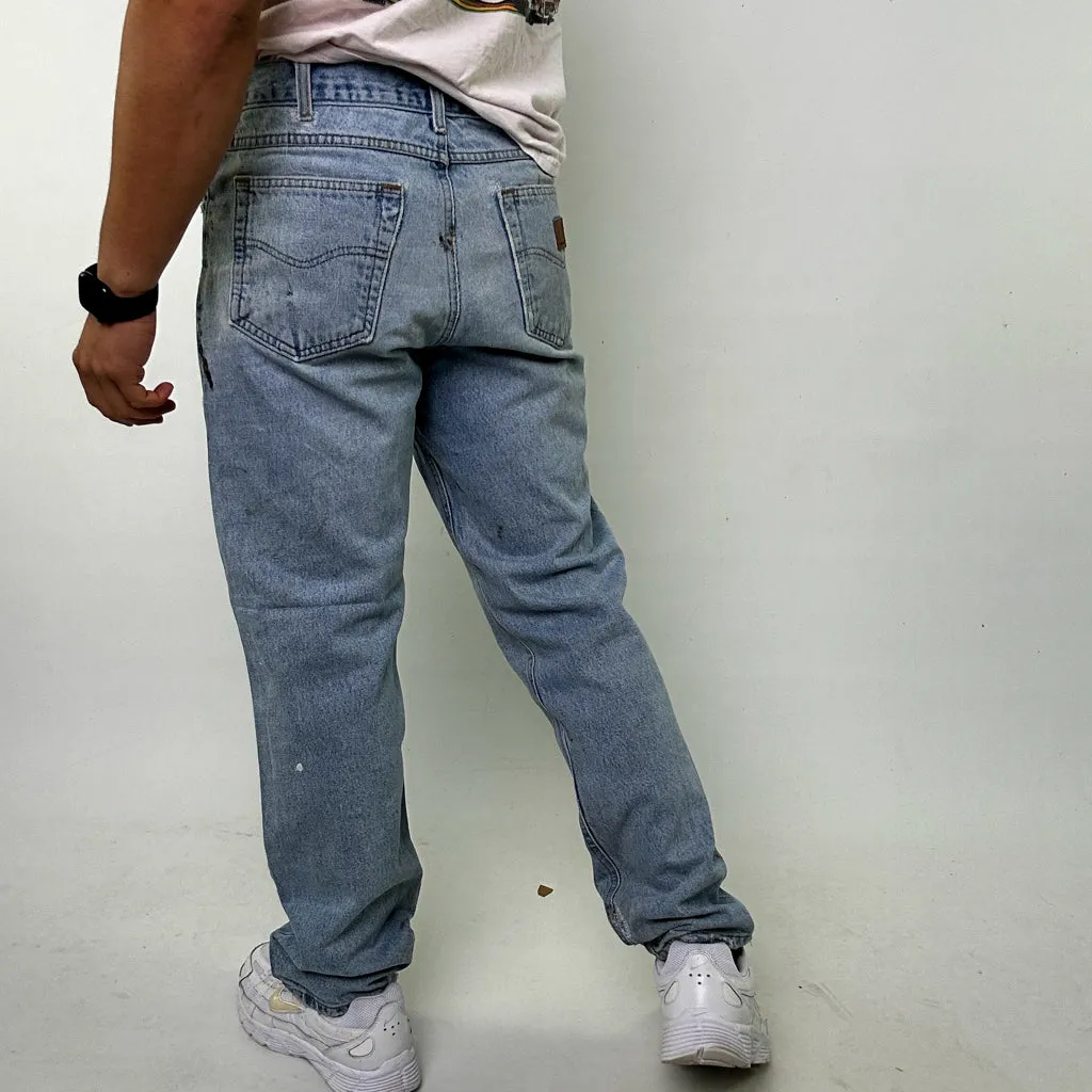 Light Blue Denim 90s Carhartt Cargo Skater Trousers Pants Jeans (33x32)