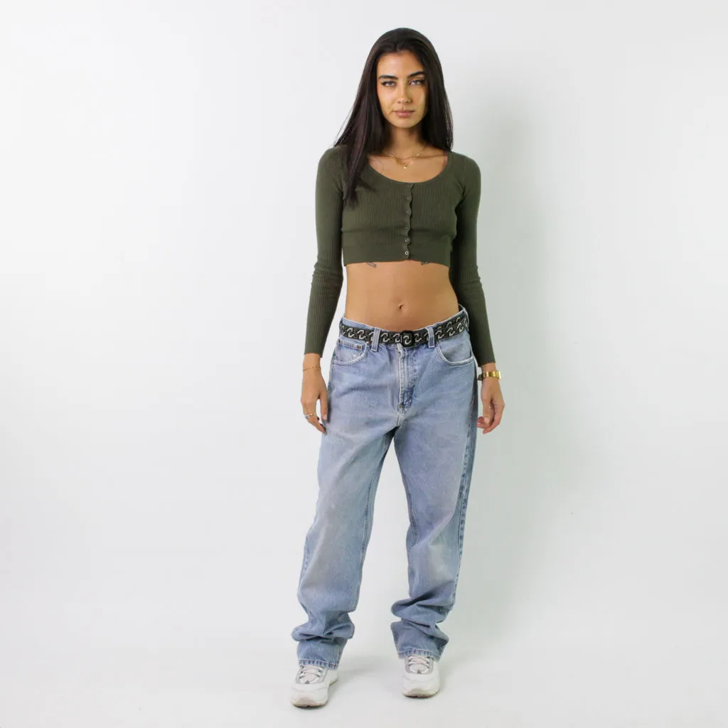 Light Blue Denim 90s Carhartt Cargo Skater Trousers Pants Jeans (33x33)