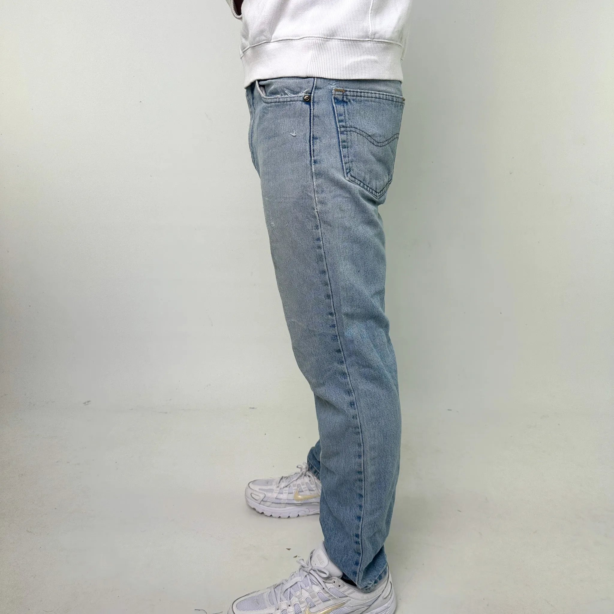 Light Blue Denim 90s Carhartt Cargo Skater Trousers Pants Jeans (34x30)