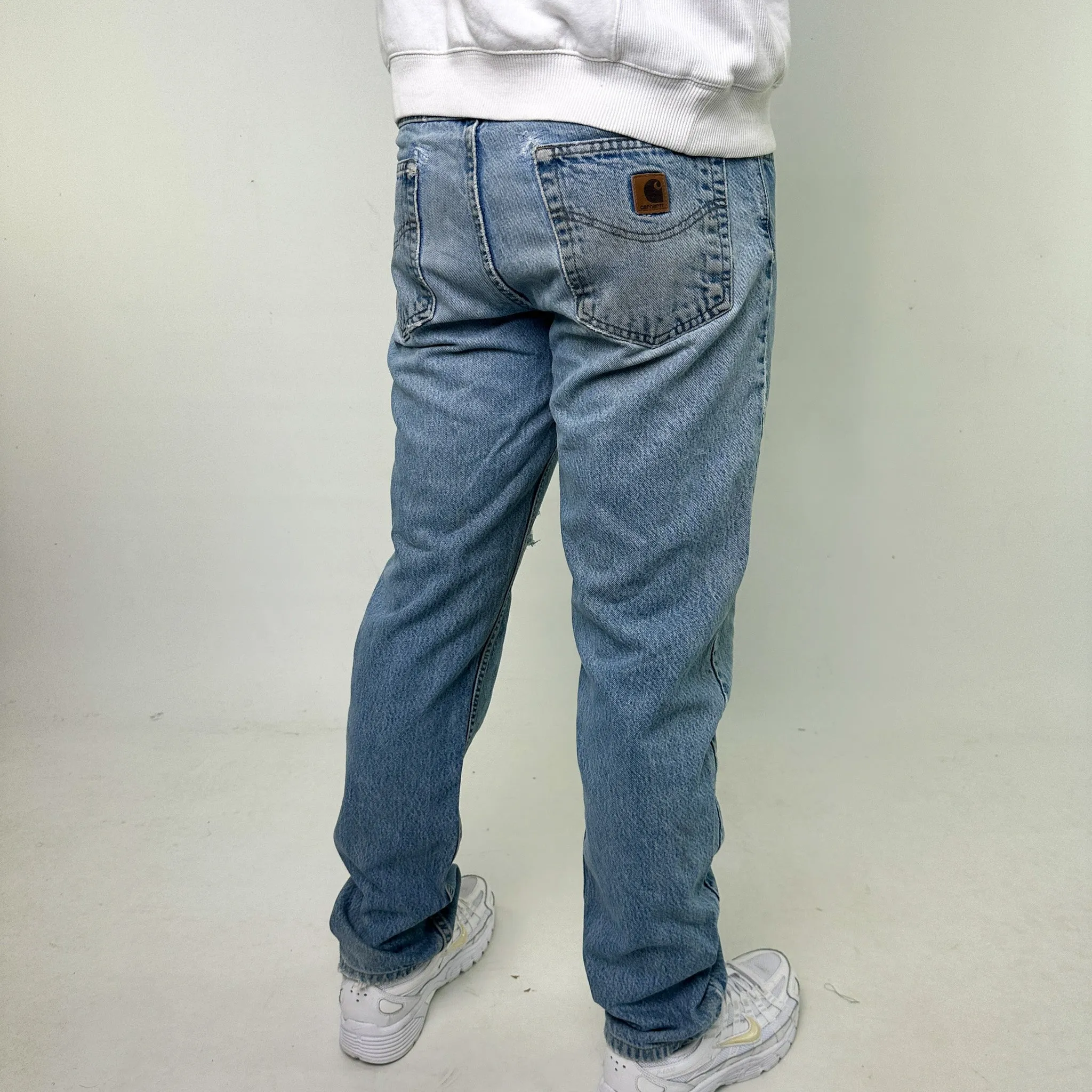 Light Blue Denim 90s Carhartt Cargo Skater Trousers Pants Jeans (34x34)