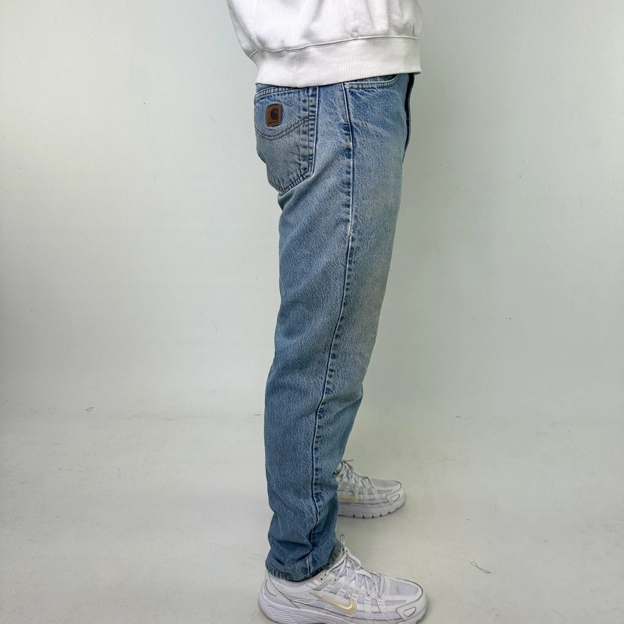 Light Blue Denim 90s Carhartt Cargo Skater Trousers Pants Jeans (34x34)