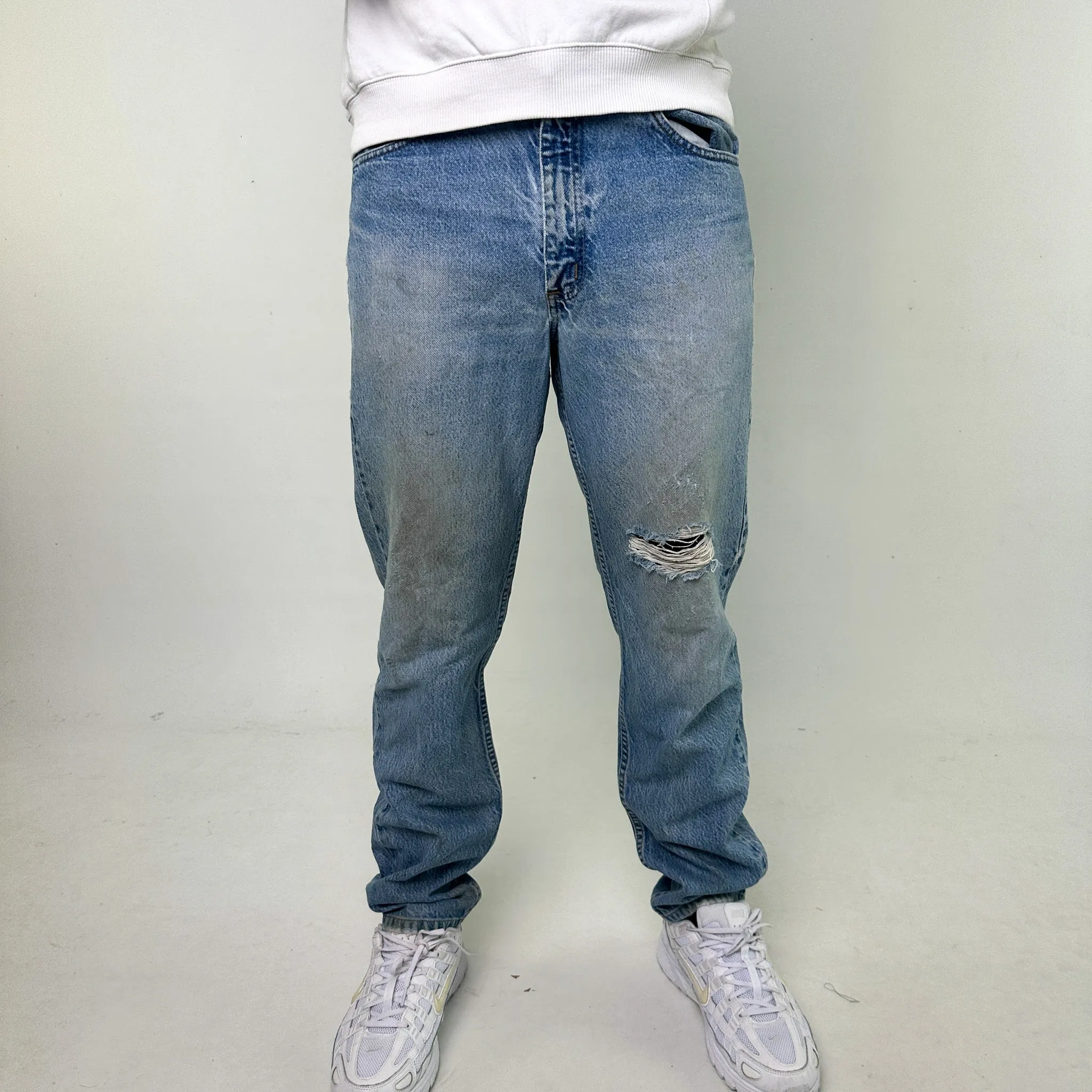 Light Blue Denim 90s Carhartt Cargo Skater Trousers Pants Jeans (34x34)