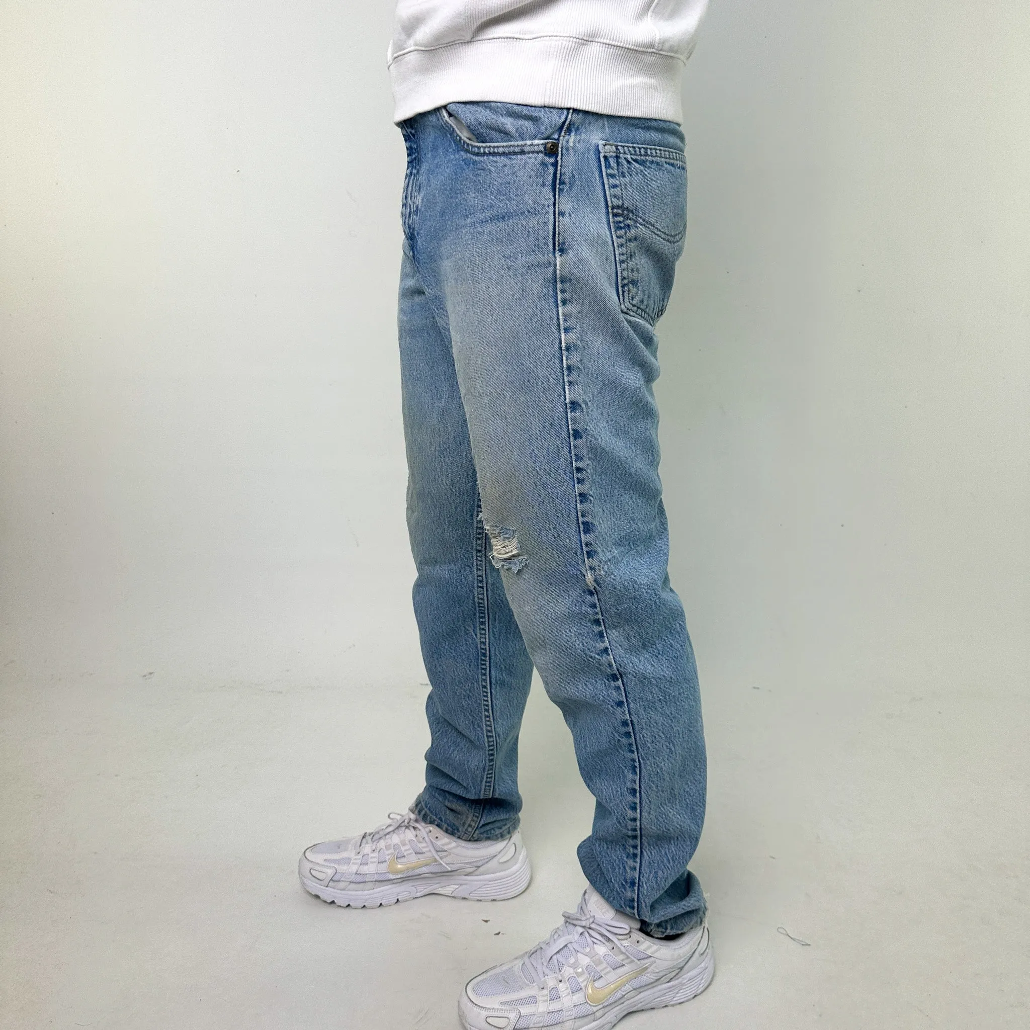 Light Blue Denim 90s Carhartt Cargo Skater Trousers Pants Jeans (34x34)