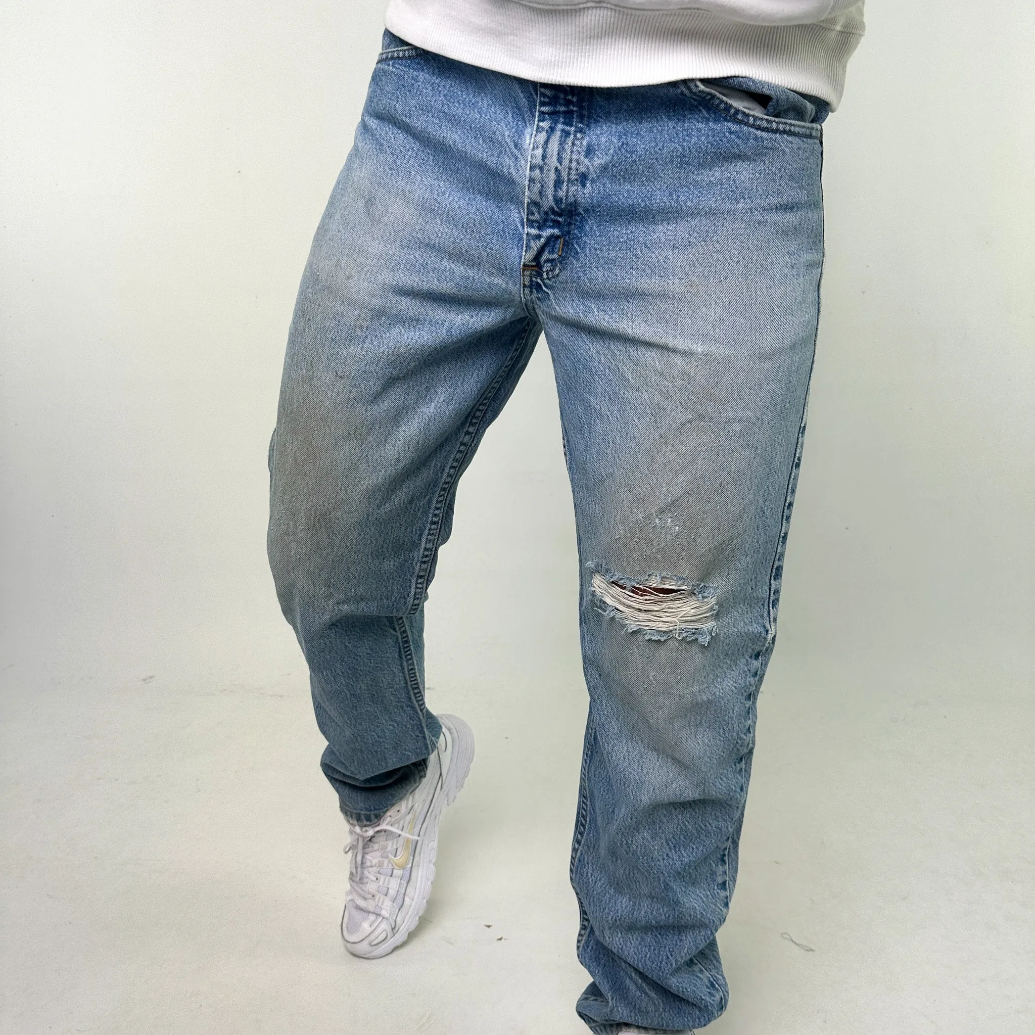 Light Blue Denim 90s Carhartt Cargo Skater Trousers Pants Jeans (34x34)