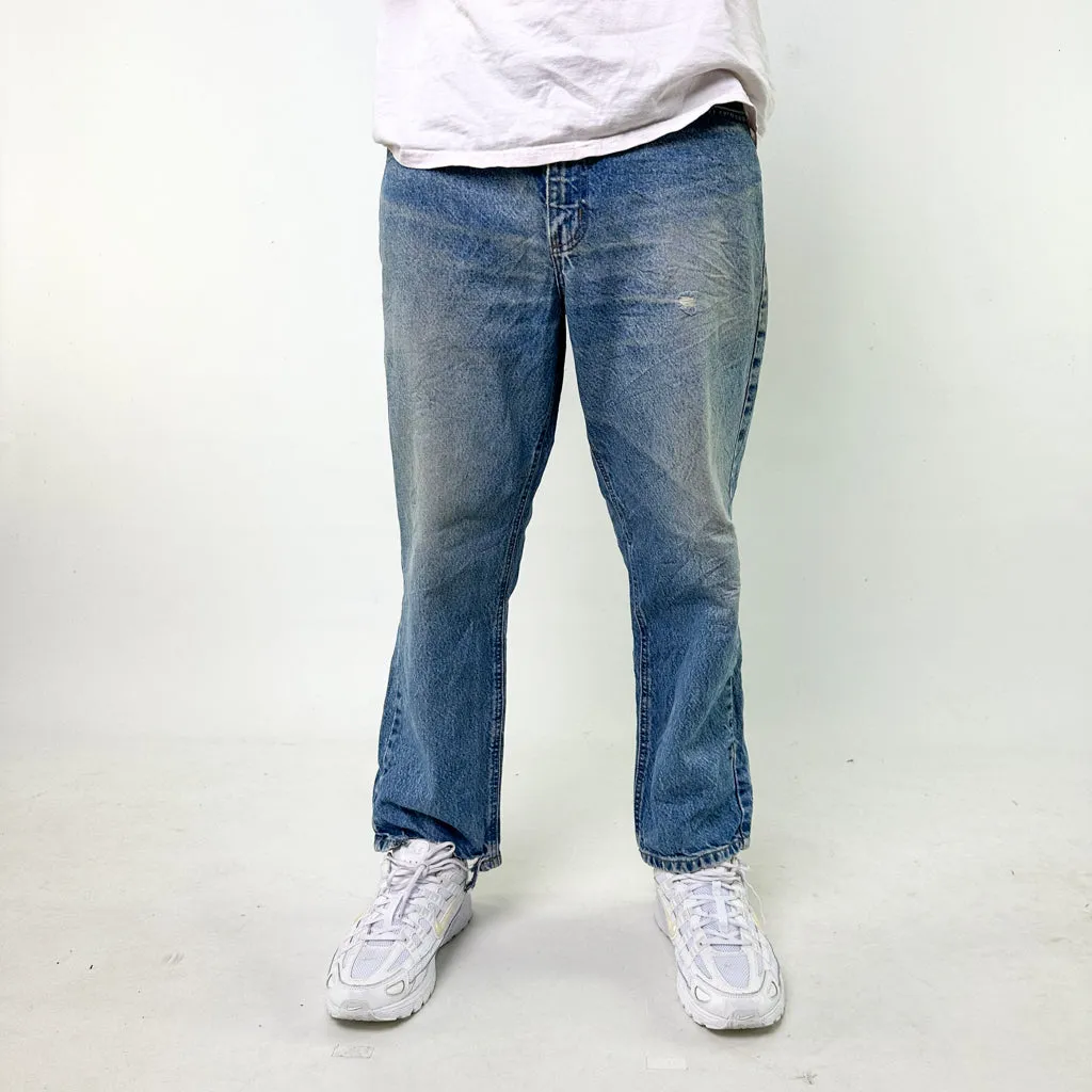 Light Blue Denim 90s Carhartt Cargo Skater Trousers Pants Jeans (36x28)