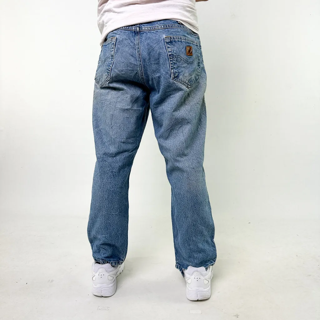 Light Blue Denim 90s Carhartt Cargo Skater Trousers Pants Jeans (36x28)