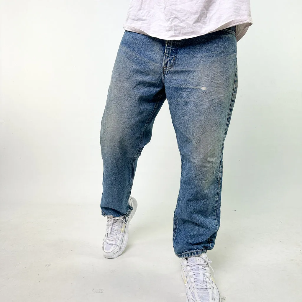 Light Blue Denim 90s Carhartt Cargo Skater Trousers Pants Jeans (36x28)