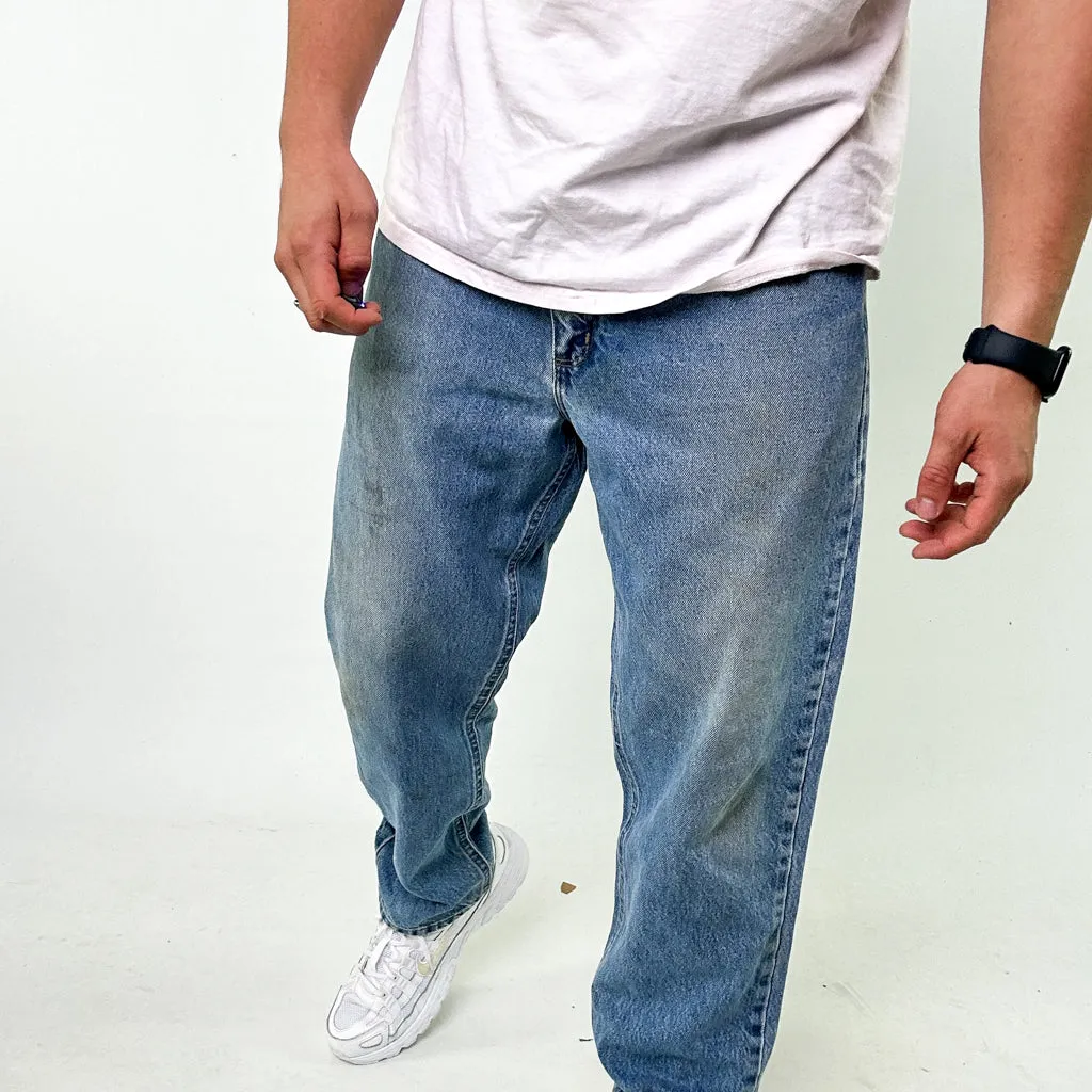 Light Blue Denim 90s Carhartt Cargo Skater Trousers Pants Jeans (36x30)