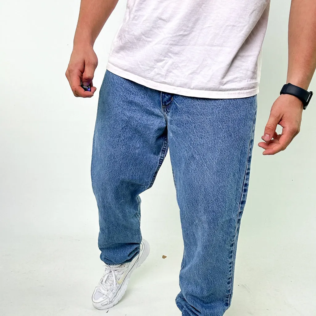 Light Blue Denim 90s Carhartt Cargo Skater Trousers Pants Jeans (36x32)