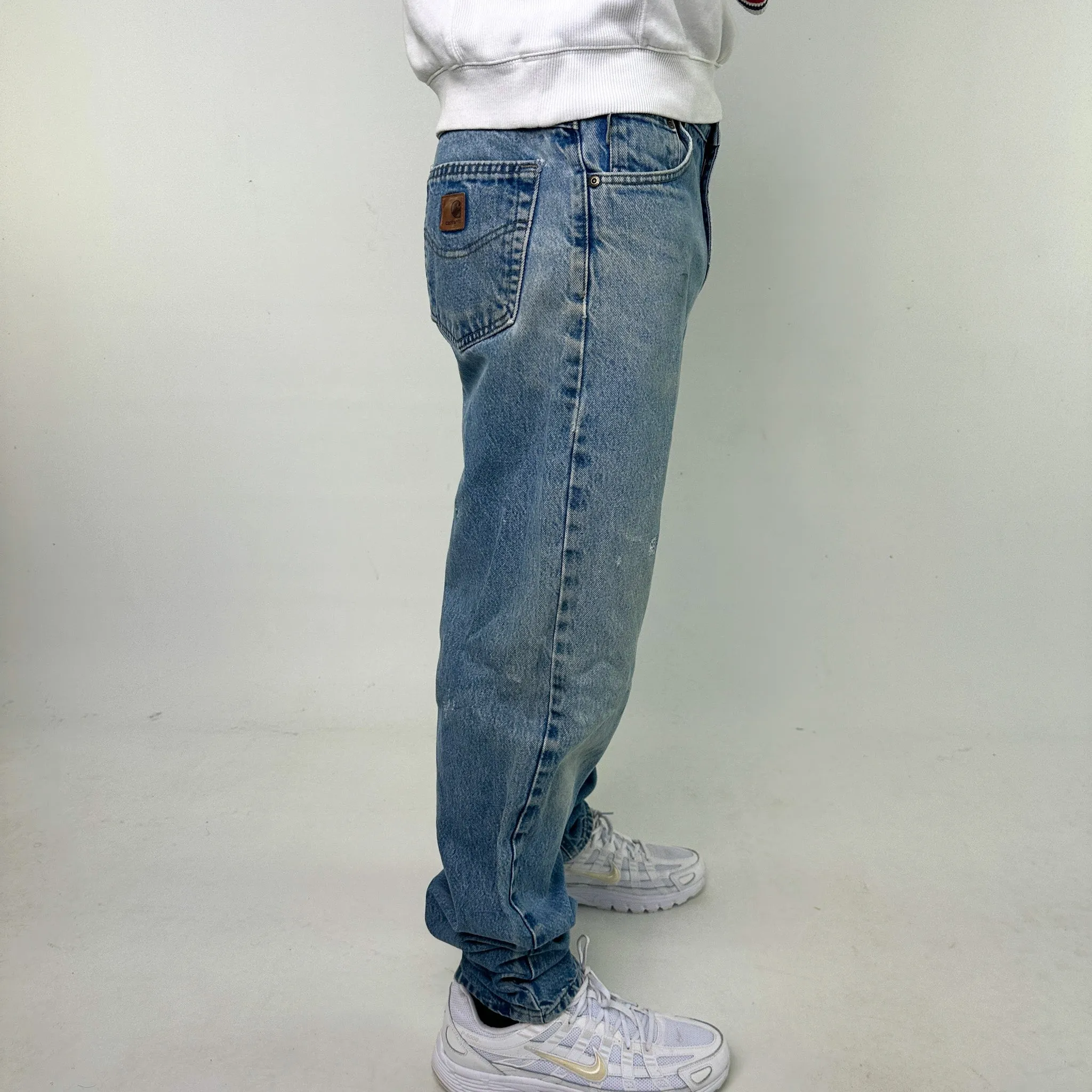 Light Blue Denim 90s Carhartt Cargo Skater Trousers Pants Jeans (36x36)