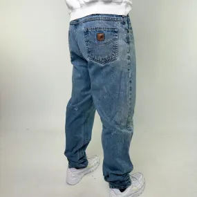 Light Blue Denim 90s Carhartt Cargo Skater Trousers Pants Jeans (36x36)