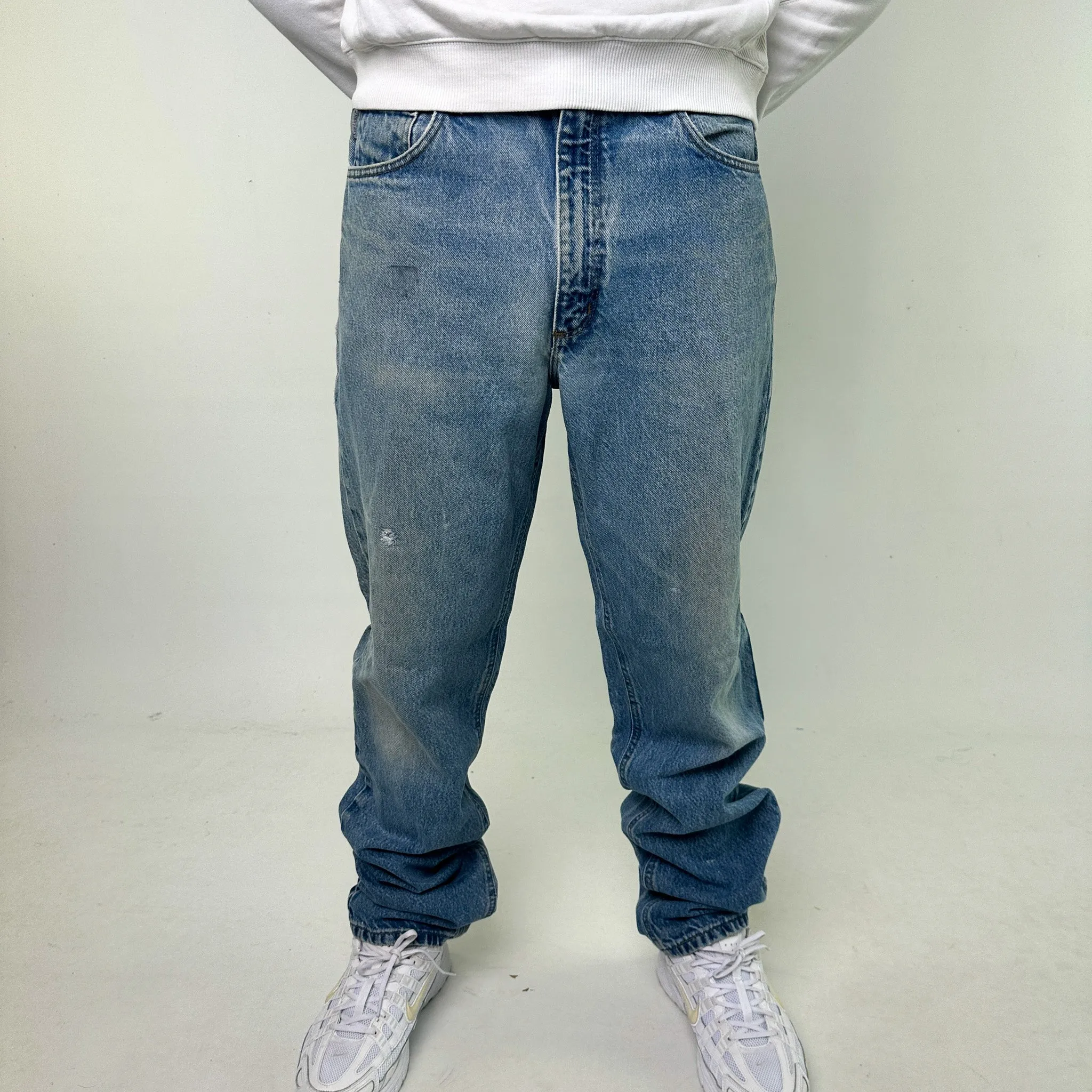 Light Blue Denim 90s Carhartt Cargo Skater Trousers Pants Jeans (36x36)