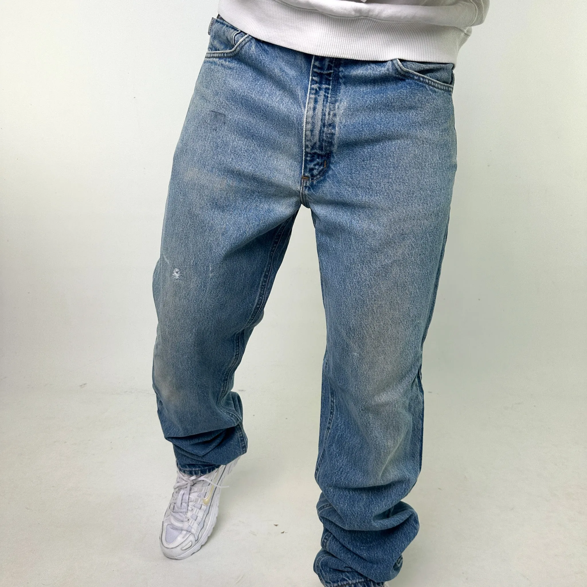 Light Blue Denim 90s Carhartt Cargo Skater Trousers Pants Jeans (36x36)