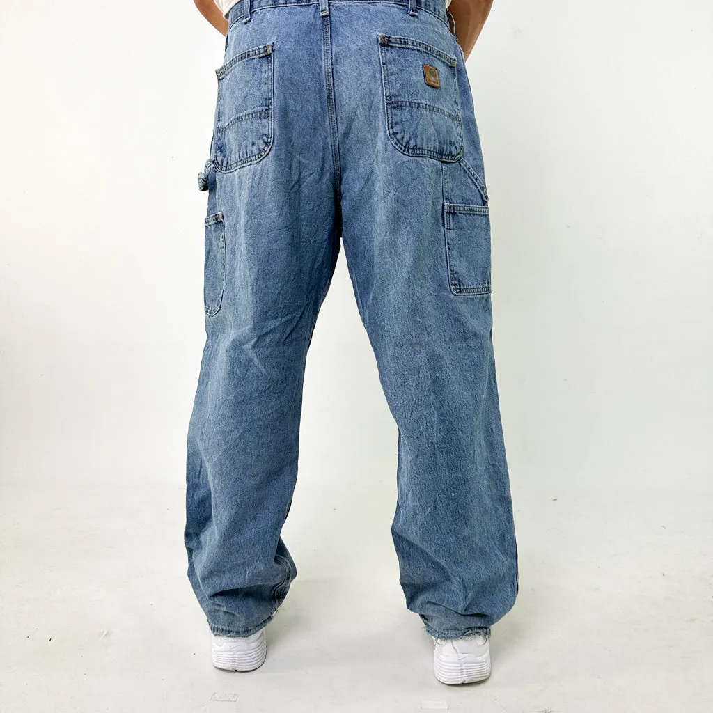 Light Blue Denim 90s Carhartt Cargo Skater Trousers Pants Jeans (38x30)