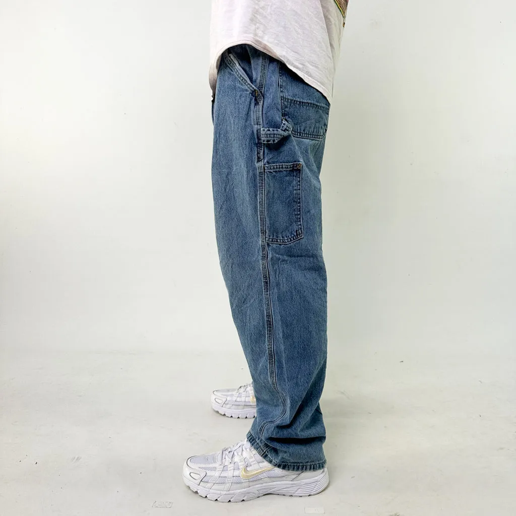 Light Blue Denim 90s Carhartt Cargo Skater Trousers Pants Jeans (38x30)