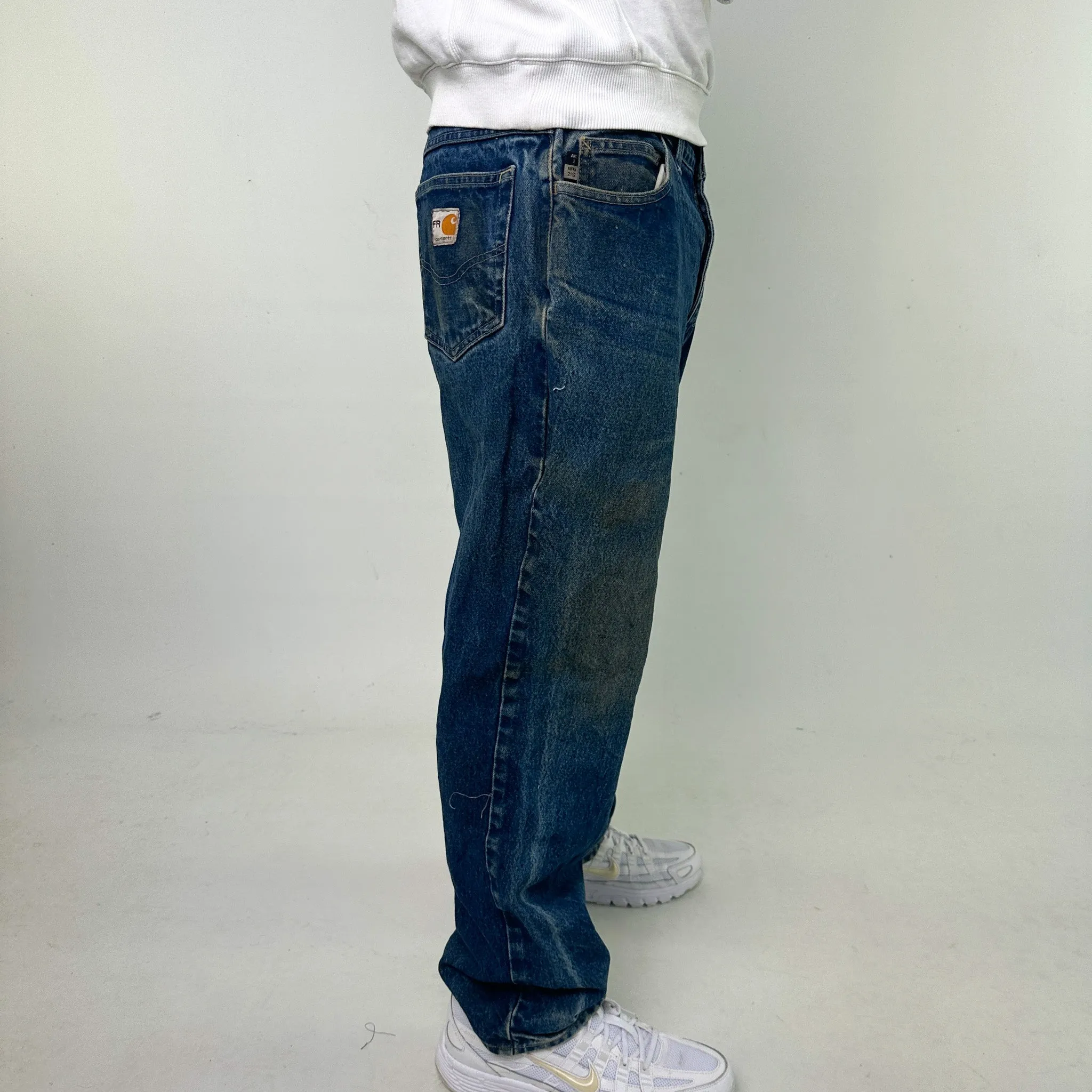 Light Blue Denim 90s Carhartt Cargo Skater Trousers Pants Jeans (38x32)