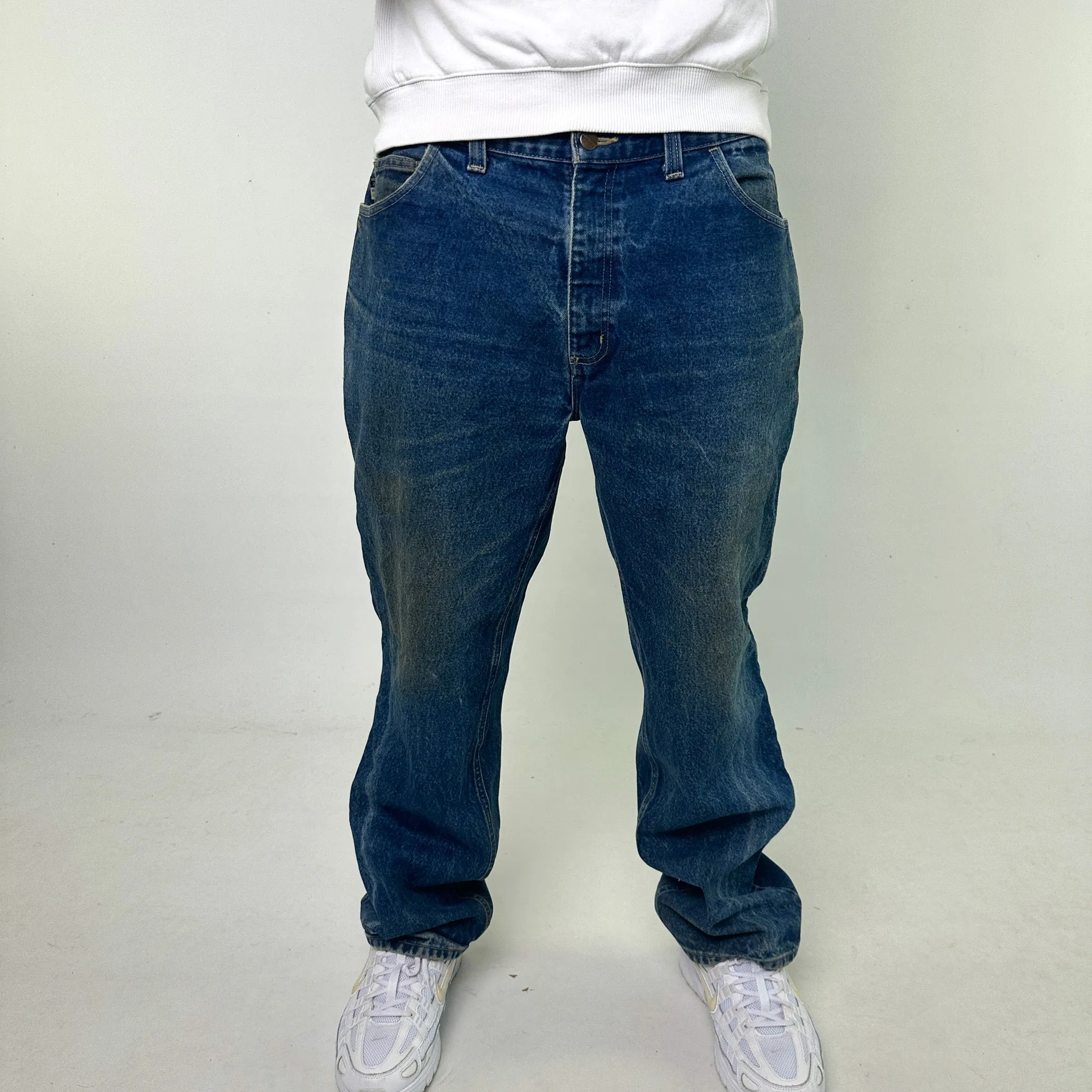 Light Blue Denim 90s Carhartt Cargo Skater Trousers Pants Jeans (38x32)