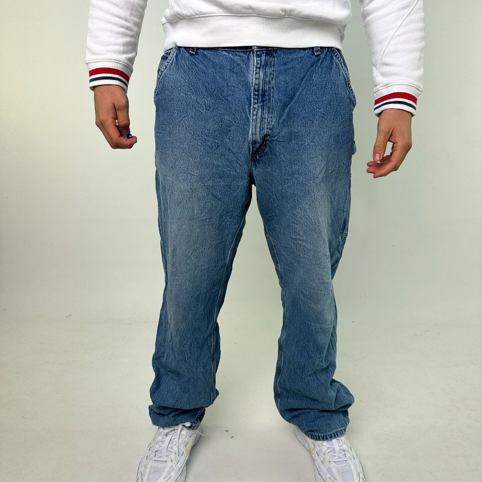 Light Blue Denim 90s Carhartt Cargo Skater Trousers Pants Jeans (38x34)