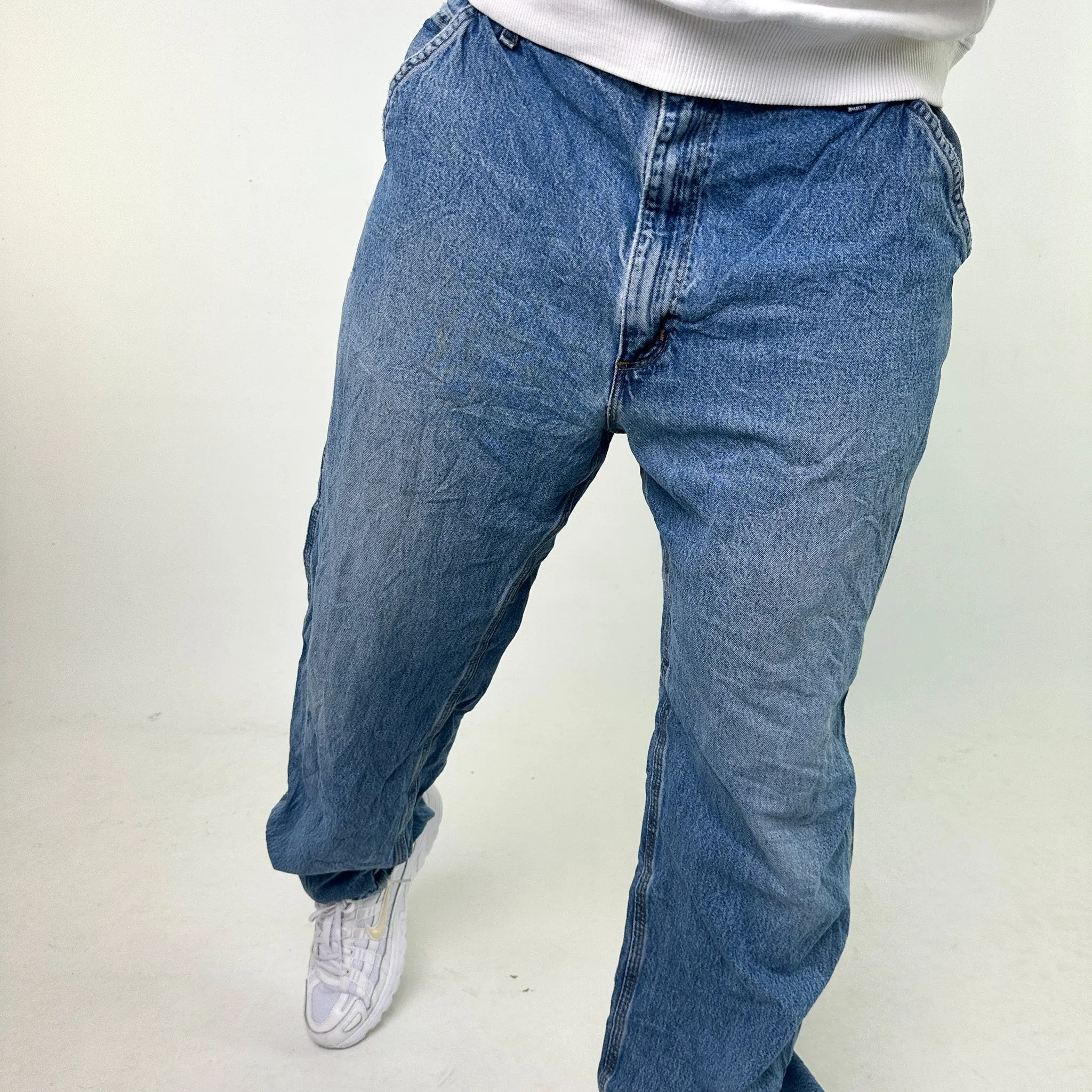 Light Blue Denim 90s Carhartt Cargo Skater Trousers Pants Jeans (38x34)