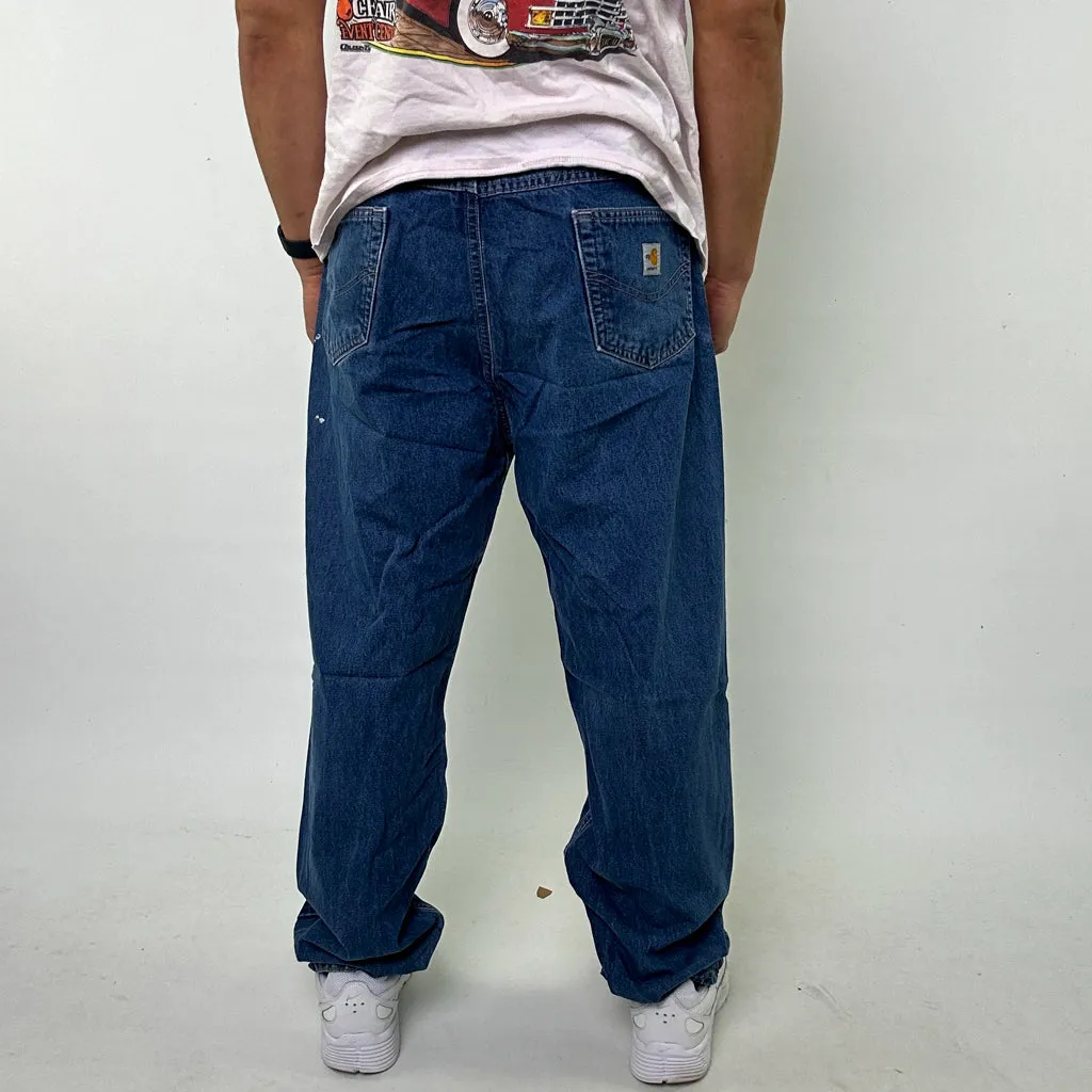 Light Blue Denim 90s Carhartt Cargo Skater Trousers Pants Jeans (40x30)