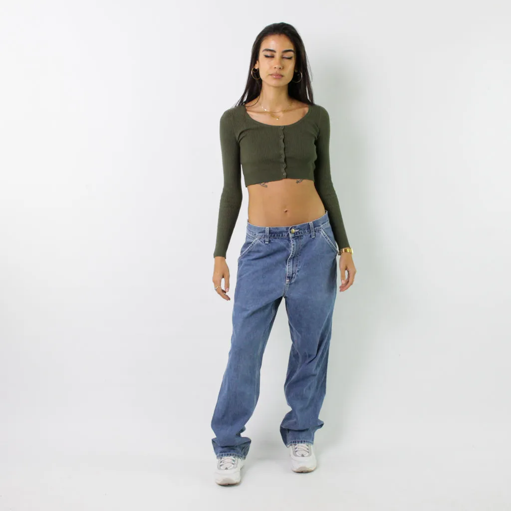 Light Blue Denim 90s Carhartt Simple Cargo Skater Trousers Pants Jeans (29x29)