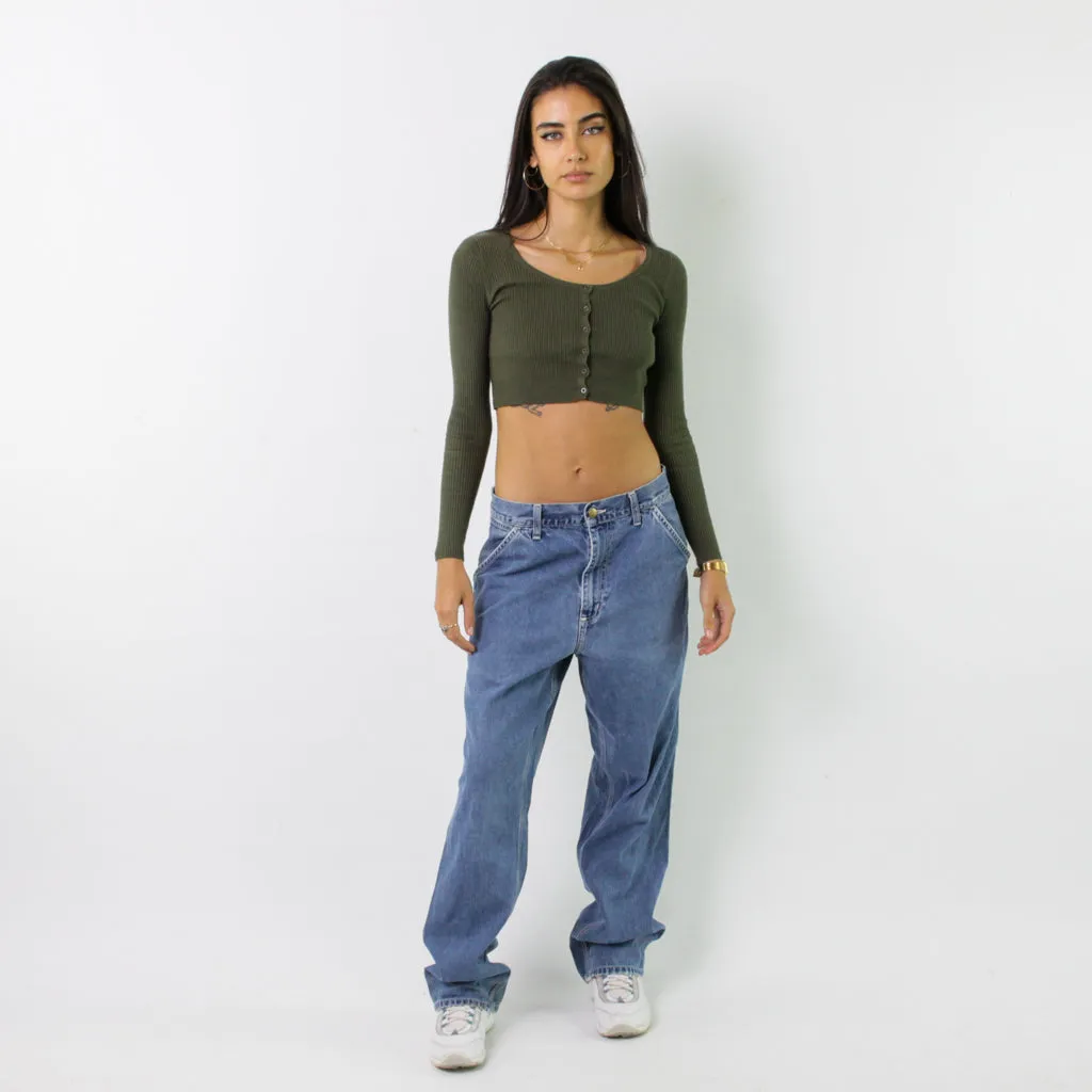 Light Blue Denim 90s Carhartt Simple Cargo Skater Trousers Pants Jeans (29x29)