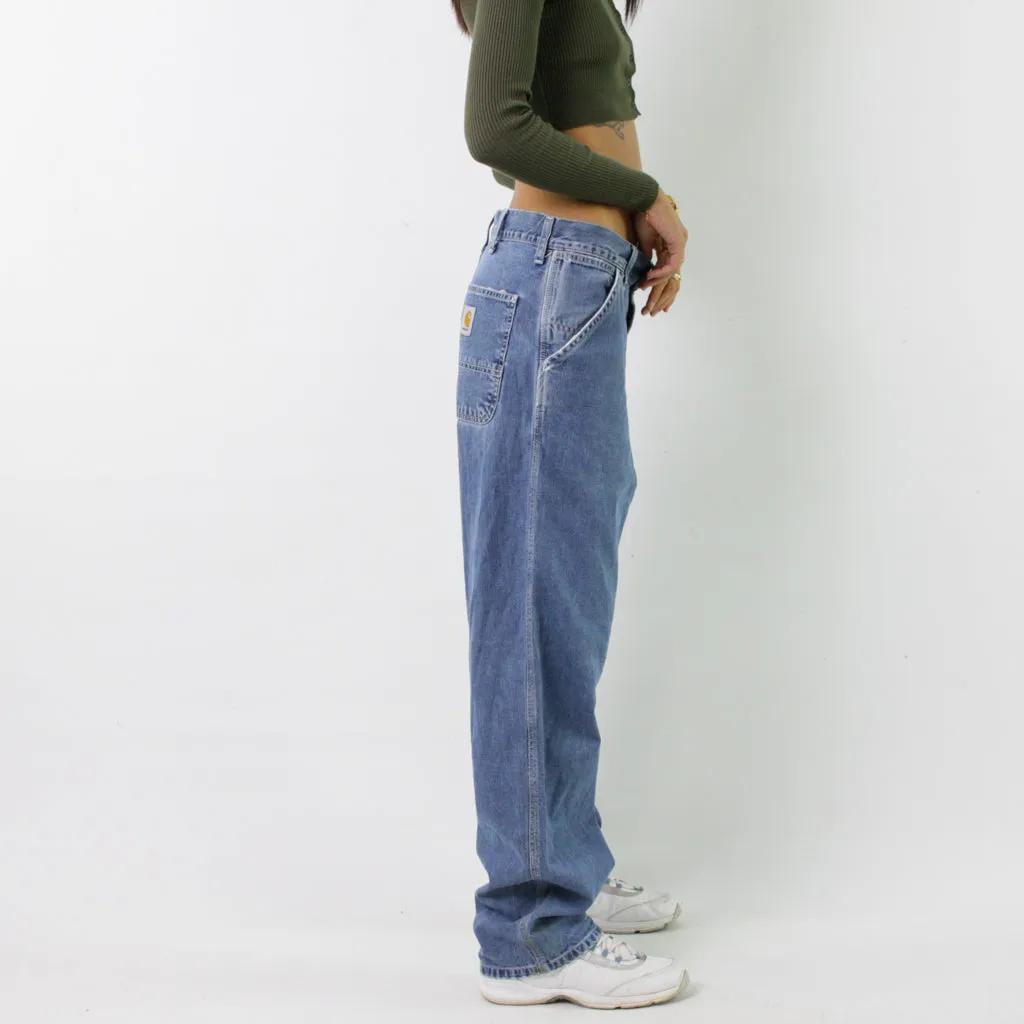 Light Blue Denim 90s Carhartt Simple Cargo Skater Trousers Pants Jeans (29x29)