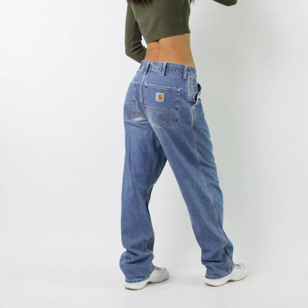 Light Blue Denim 90s Carhartt Simple Cargo Skater Trousers Pants Jeans (29x29)