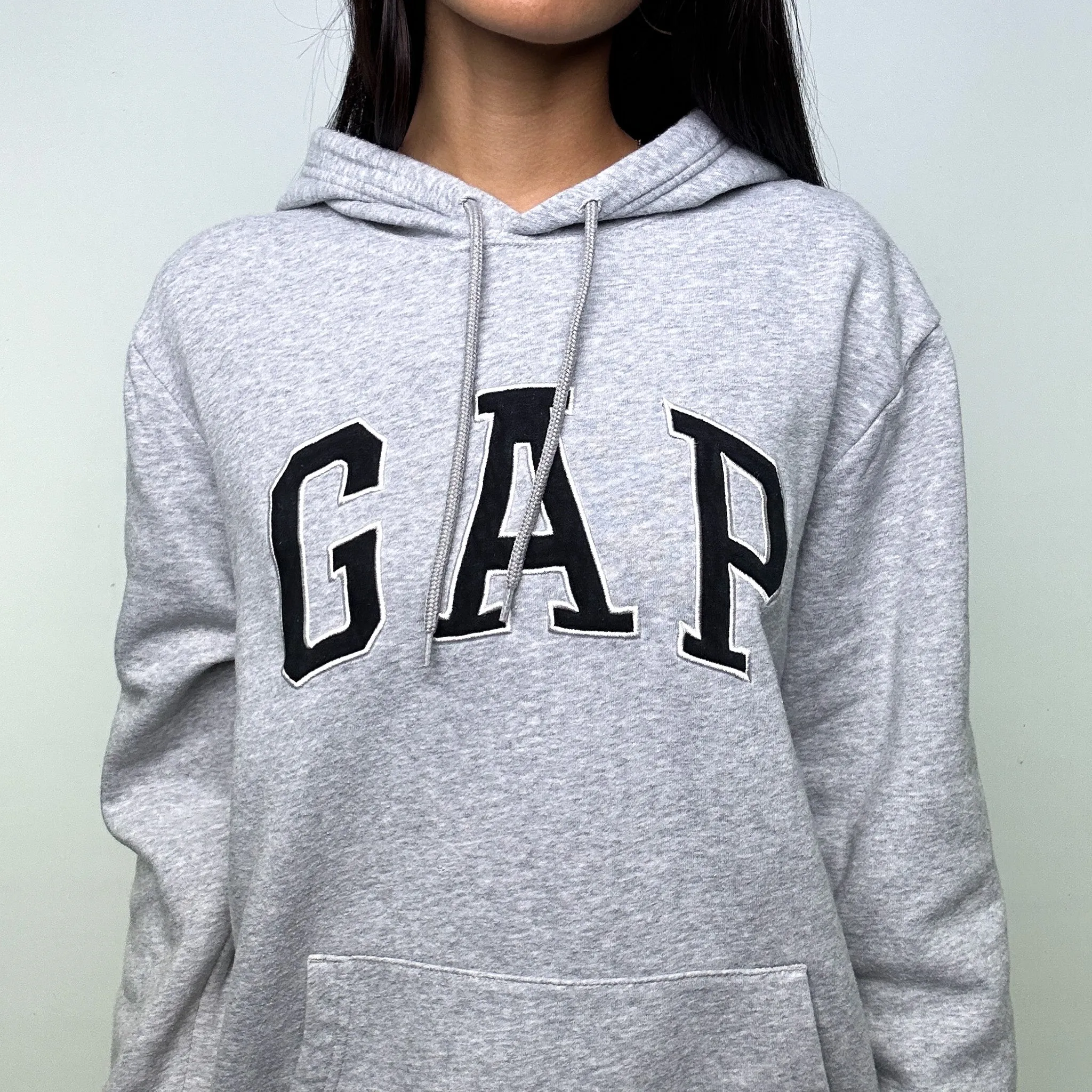 Light Grey 90s GAP Spellout Hoodie Sweatshirt (L)