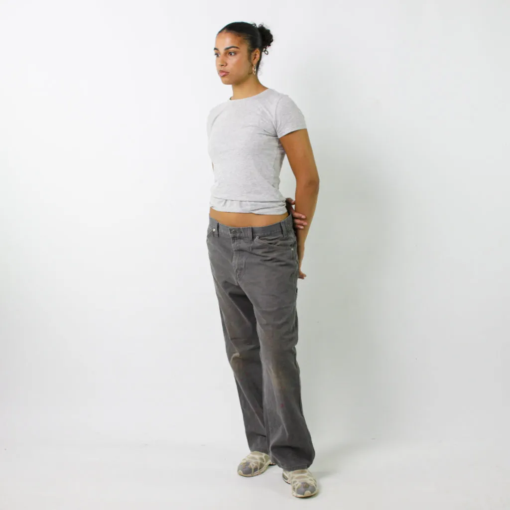 Light Grey y2ks Dickies Cargo Skater Trousers Pants Jeans (33x30)