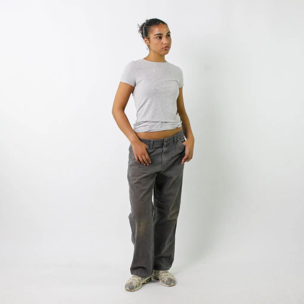 Light Grey y2ks Dickies Cargo Skater Trousers Pants Jeans (33x30)