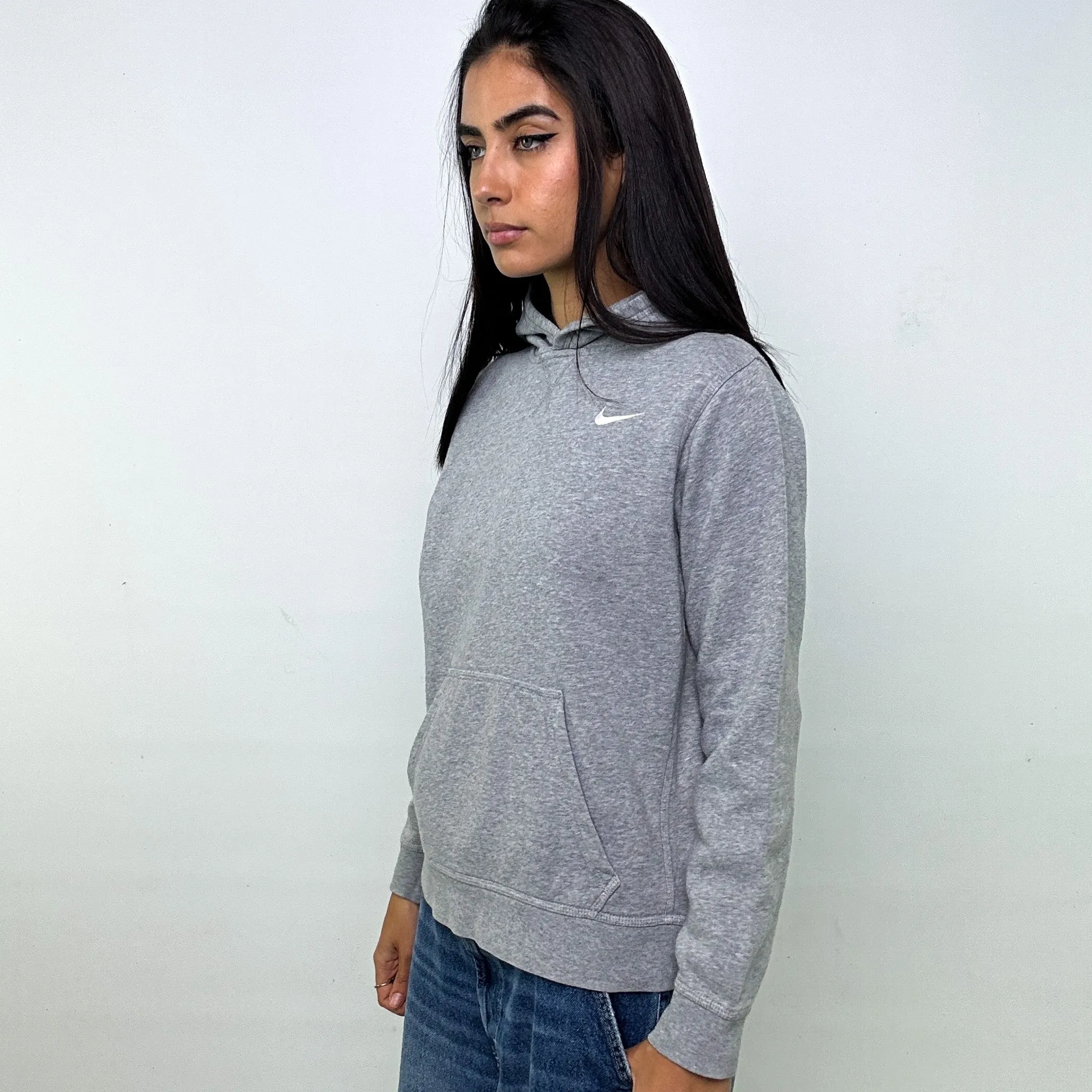 Light Grey y2ks NIKE Hoodie Sweatshirt (XS)