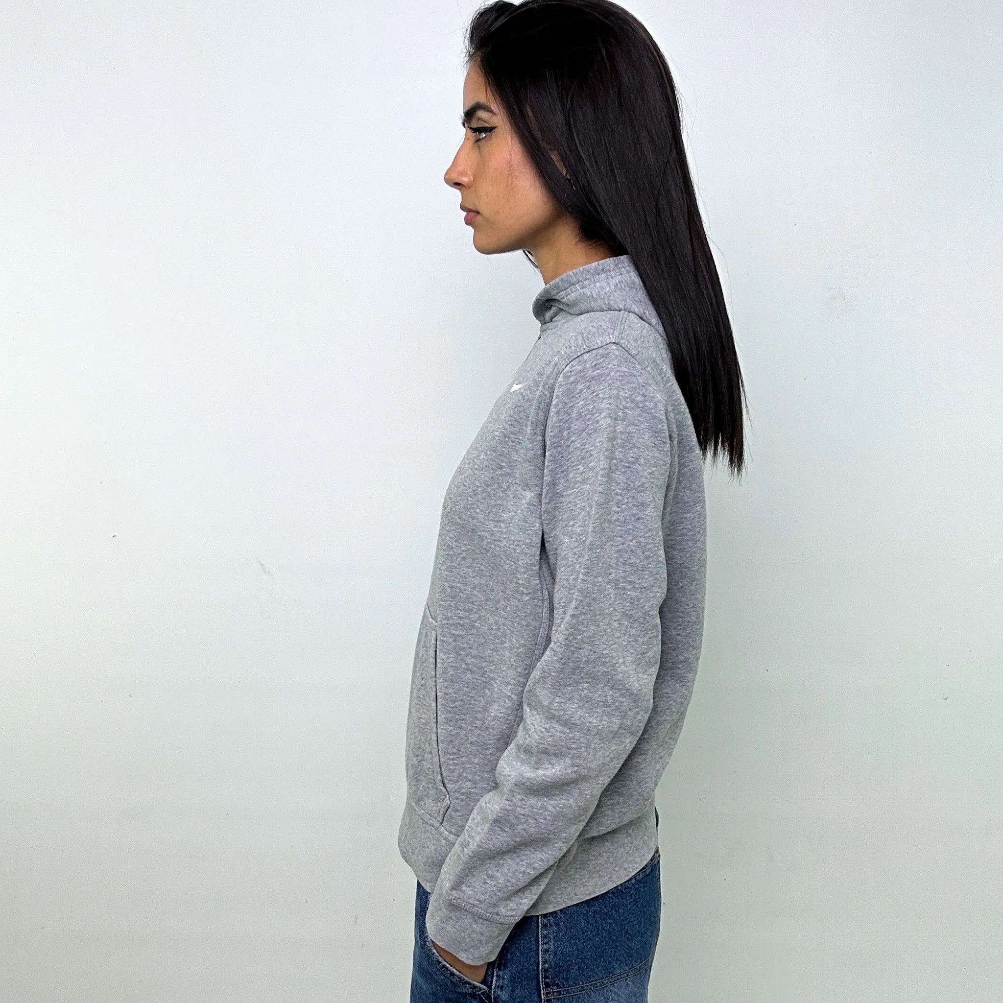 Light Grey y2ks NIKE Hoodie Sweatshirt (XS)