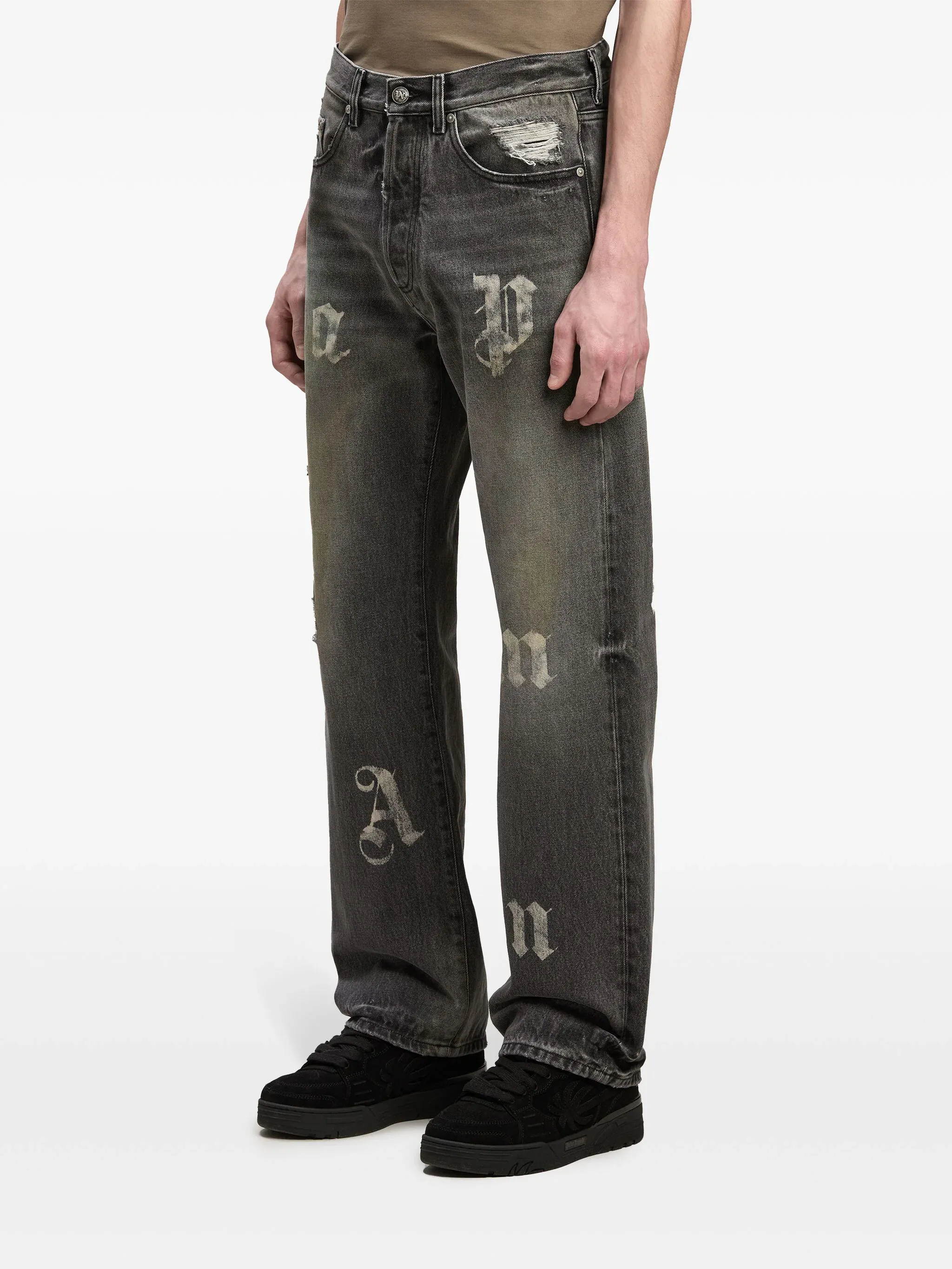 logo-patch 5 pockets loose jeans