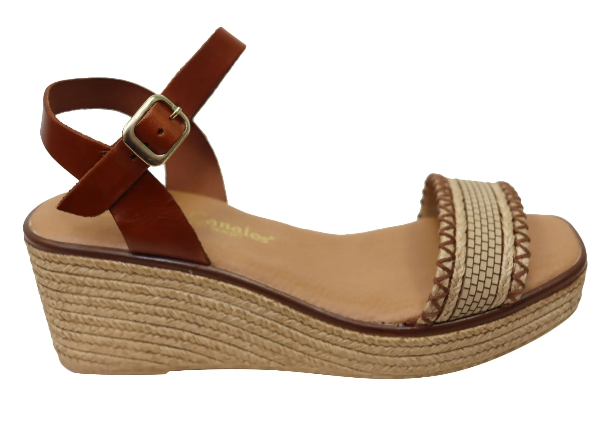 Lola Canales Pambula Womens Spanish Leather Wedge Sandals