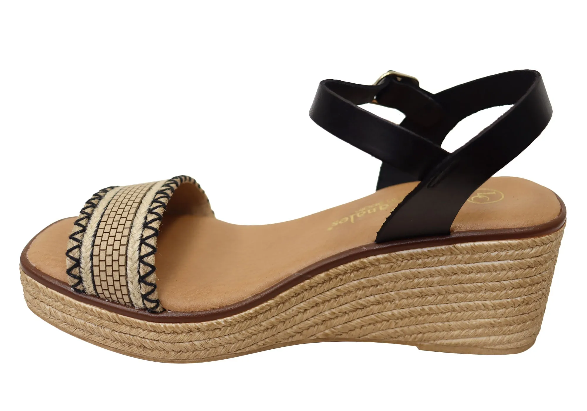 Lola Canales Pambula Womens Spanish Leather Wedge Sandals