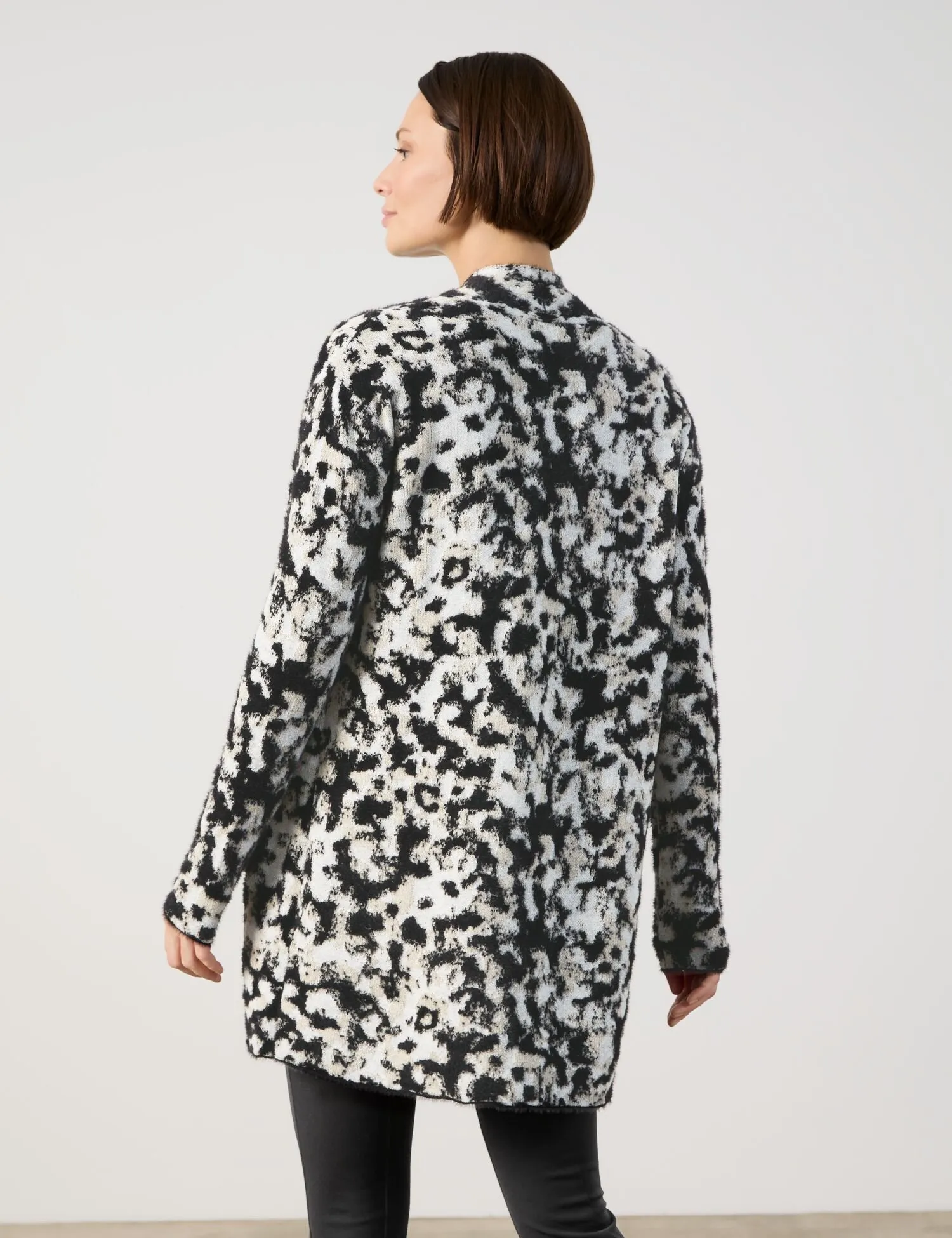 Long cardigan with a jacquard pattern