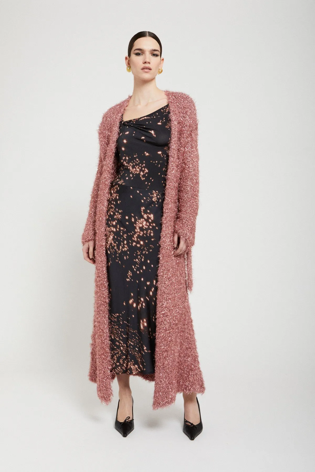 Long cardigan with sash