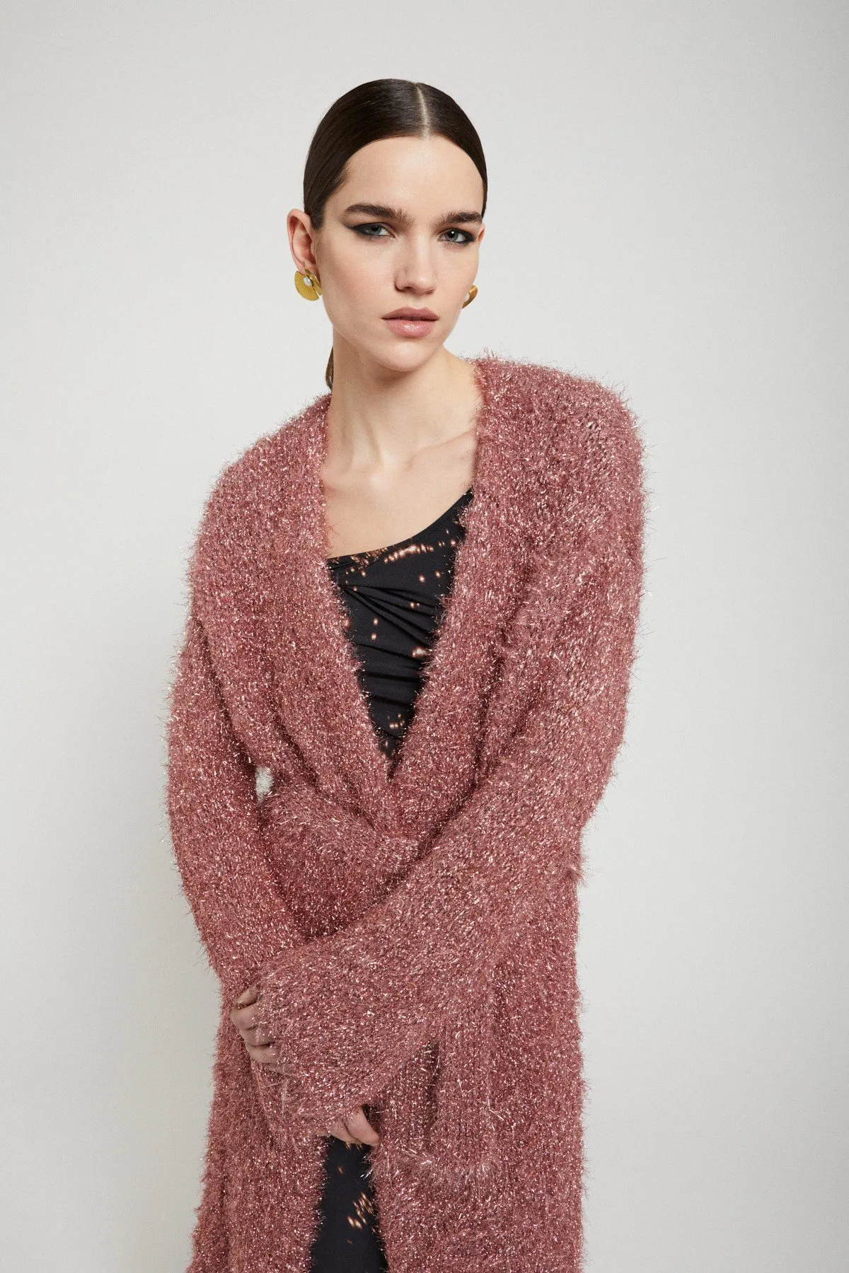 Long cardigan with sash