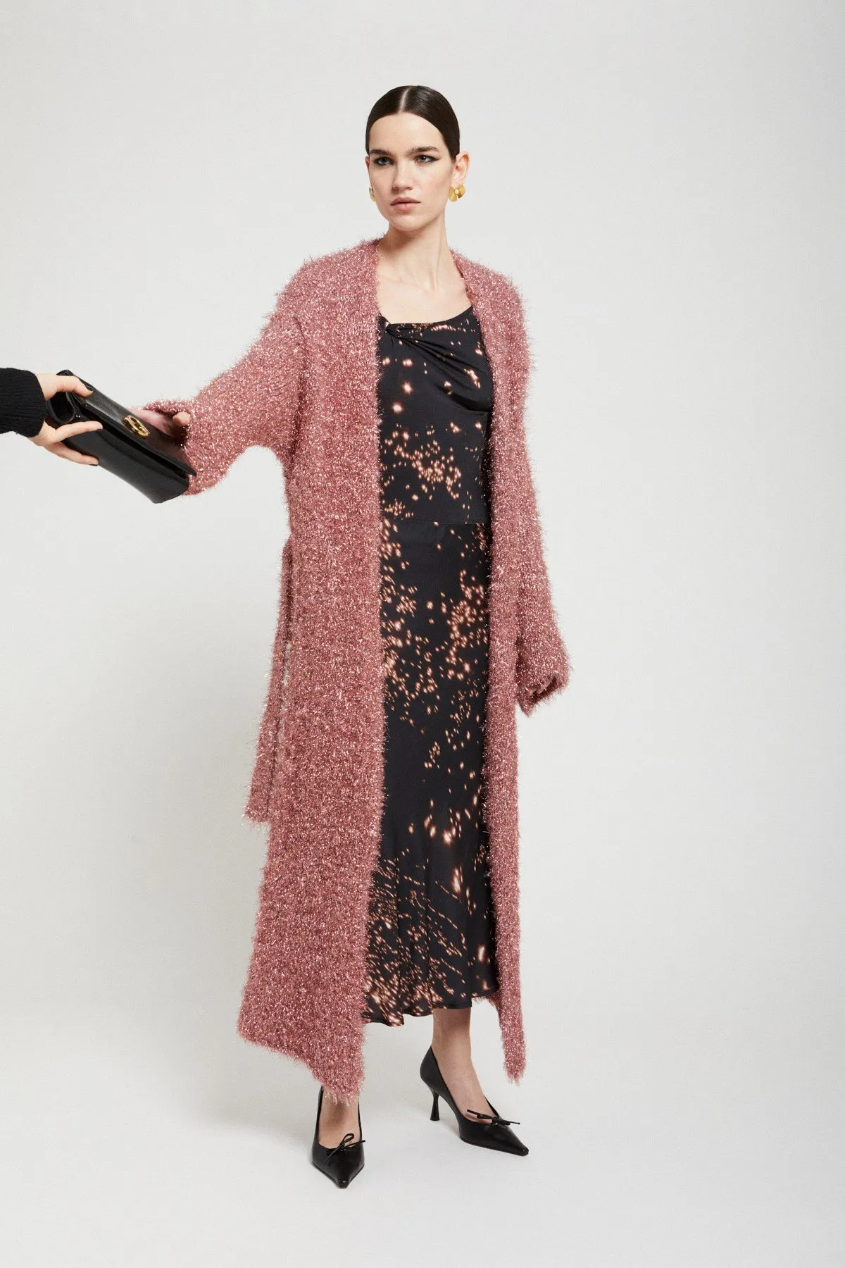 Long cardigan with sash