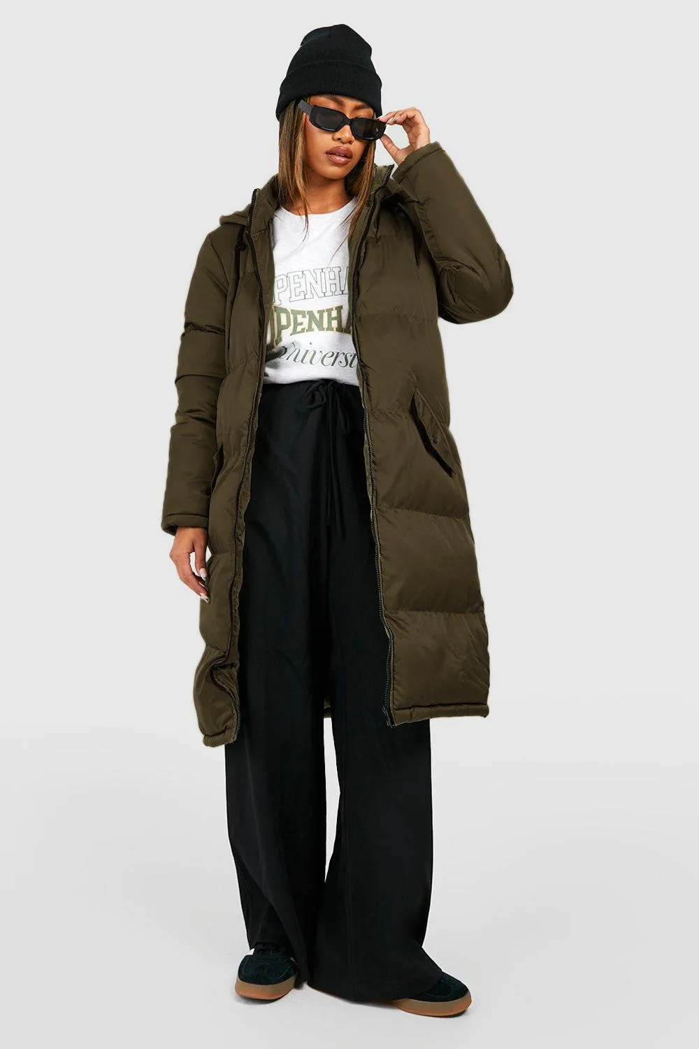 Longline Hooded Padded Puffer Jacket