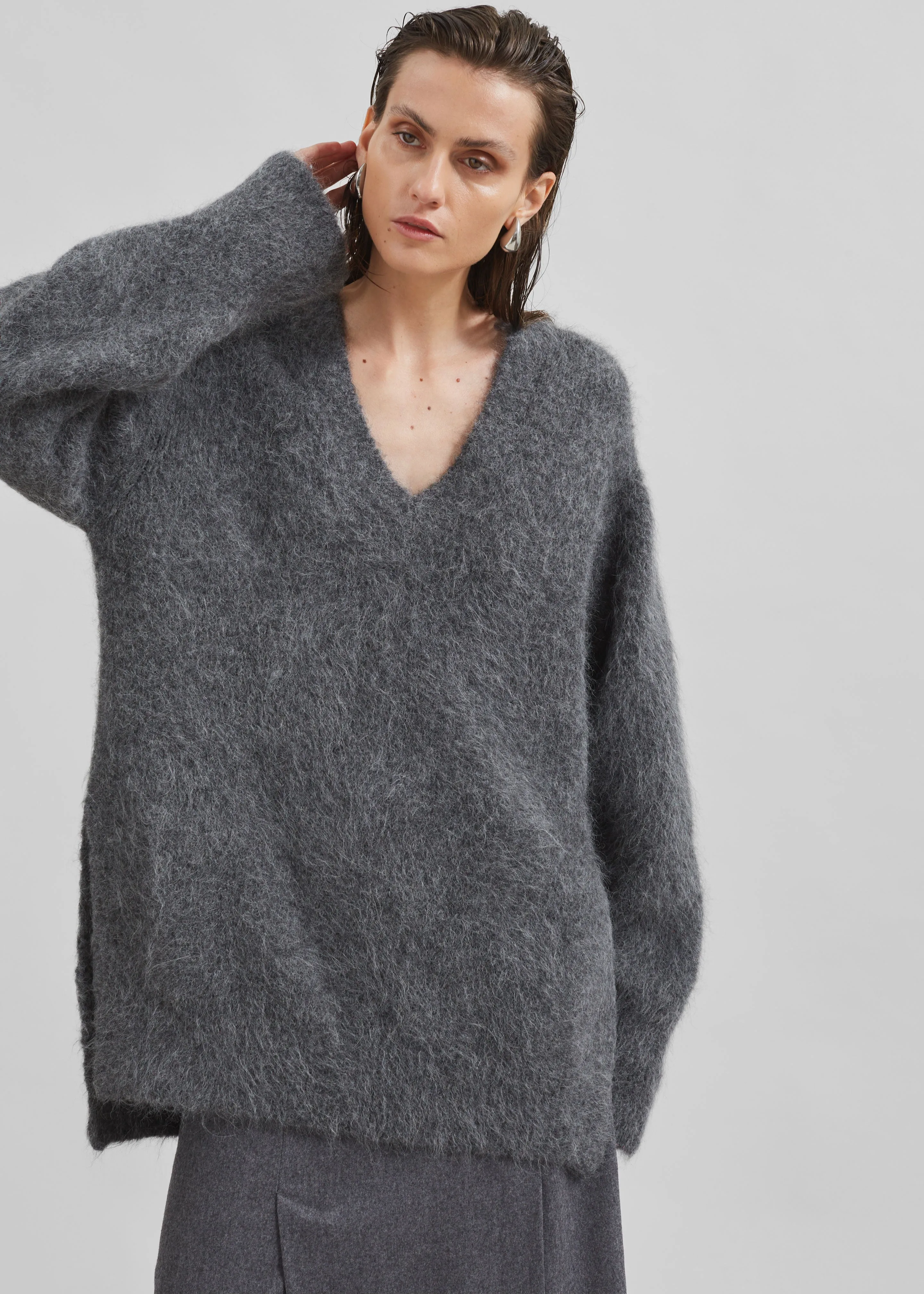 Loulou Studio Goto Sweater - Anthracite Melange