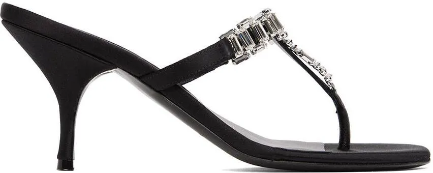 Magda Butrym Black Crystal Thong Heeled Sandals