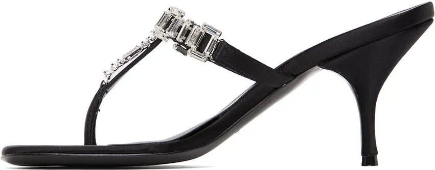 Magda Butrym Black Crystal Thong Heeled Sandals