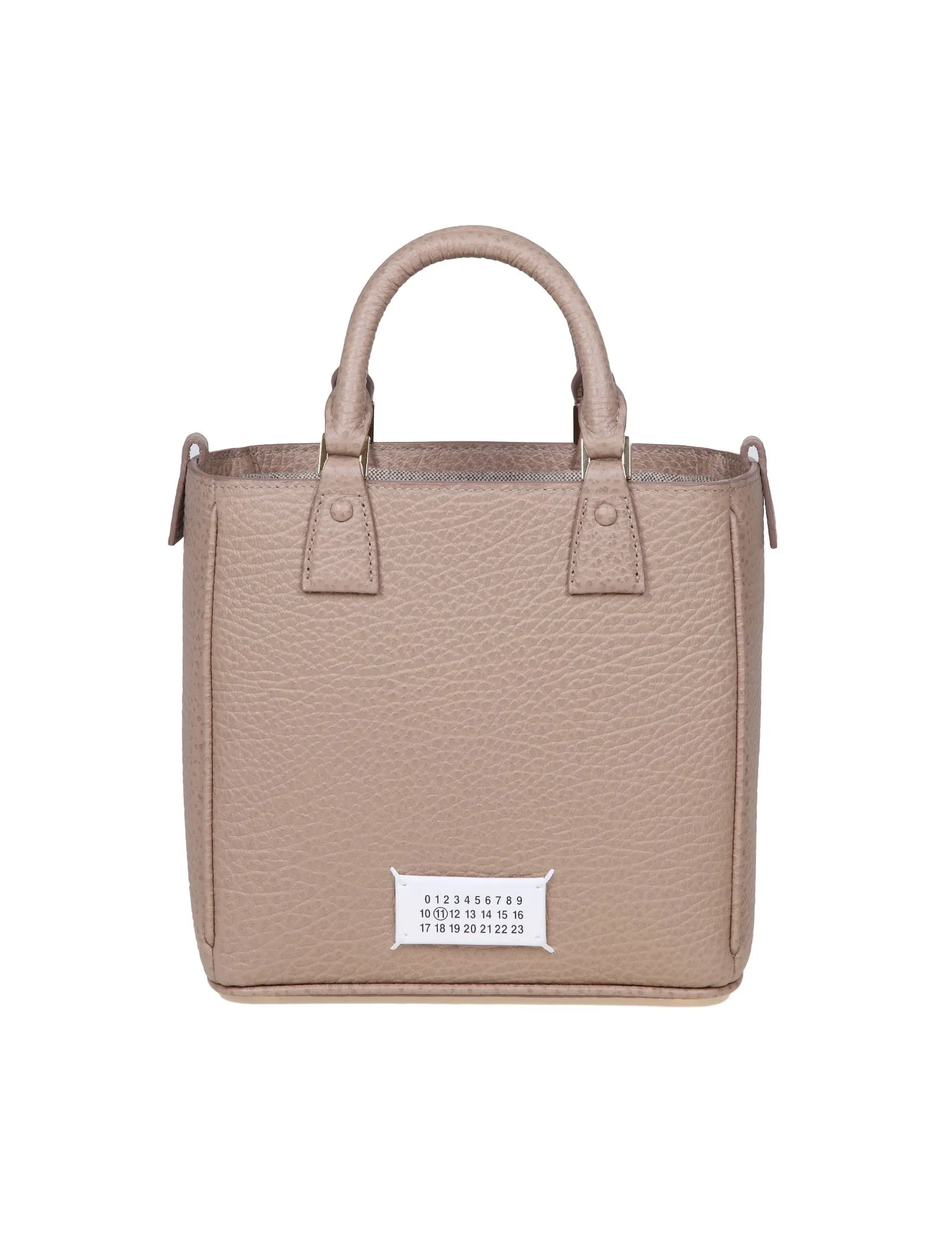 MAISON MARGIELA 5C TOTE VERTICAL BAG IN BEIGE LEATHER